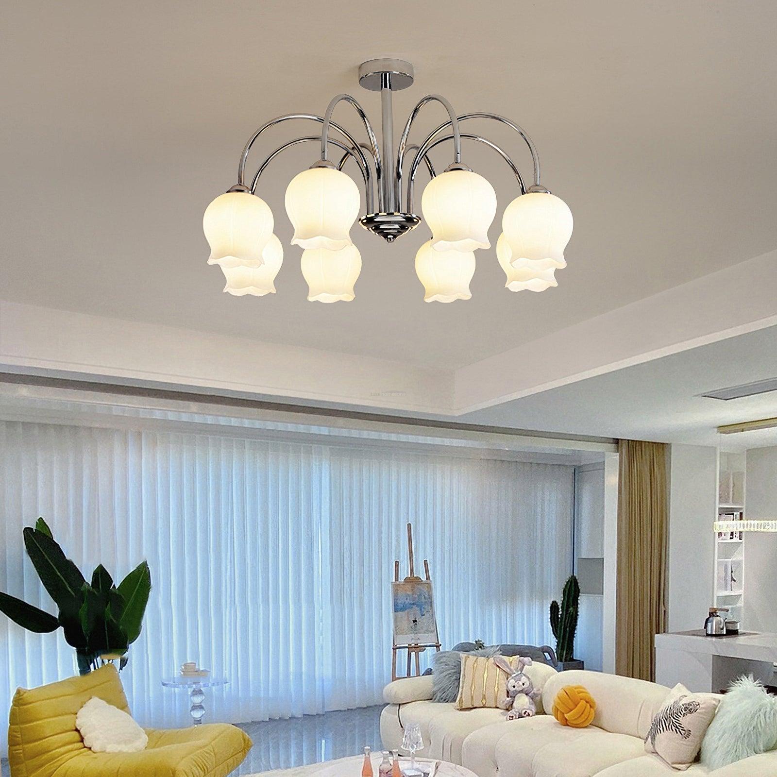 Floral Glass Chandelier with 5/6/8 heads - Luxehomezone