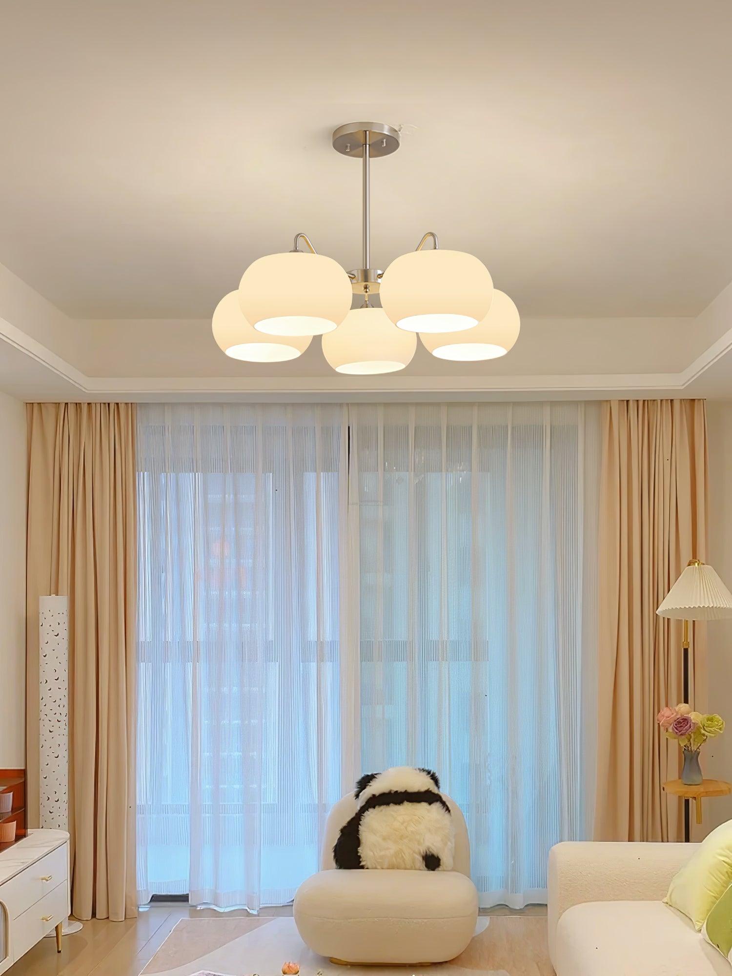 Nickel Glass Persimmon Chandelier with 3/5 heads - Glass Chandelier, Optimized, Persimmon-1-Luxehomezone