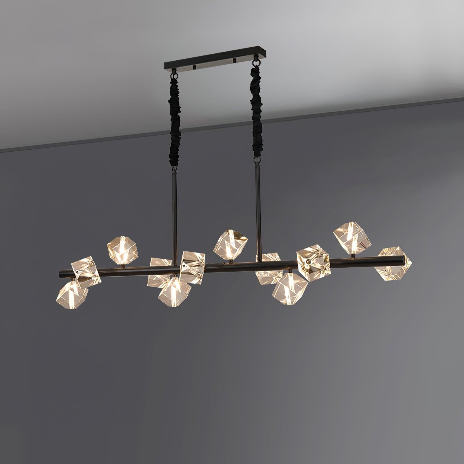 Takku Crystal Linear Chandelier - Black, Gold-1-Luxehomezone