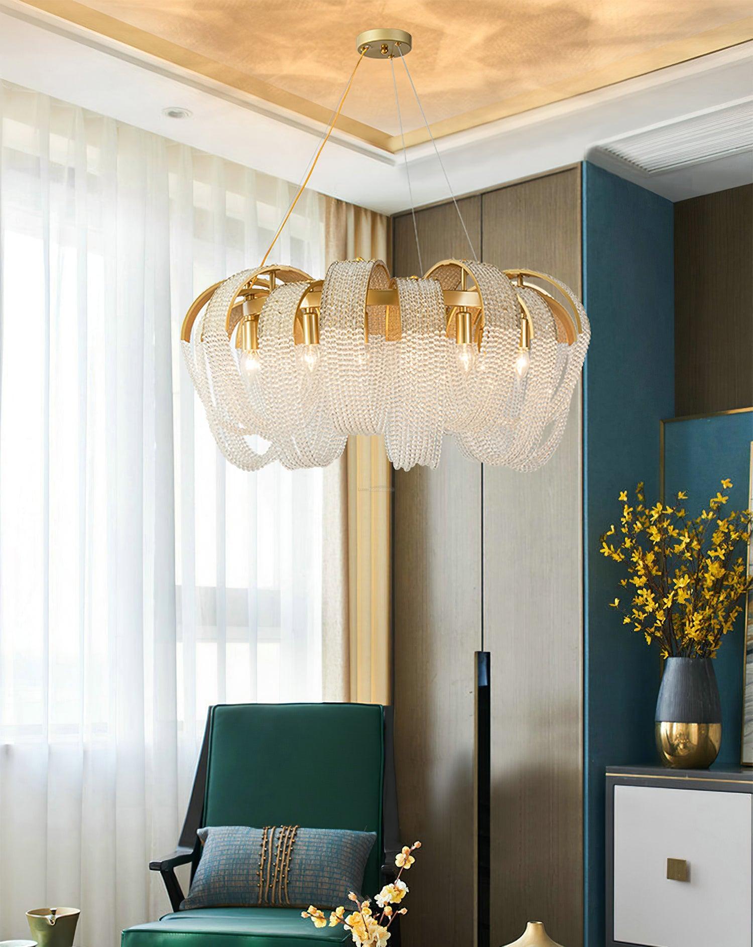 Mesh Crystal Chandelier with 1/6/9 heads - Crystals-1-Luxehomezone