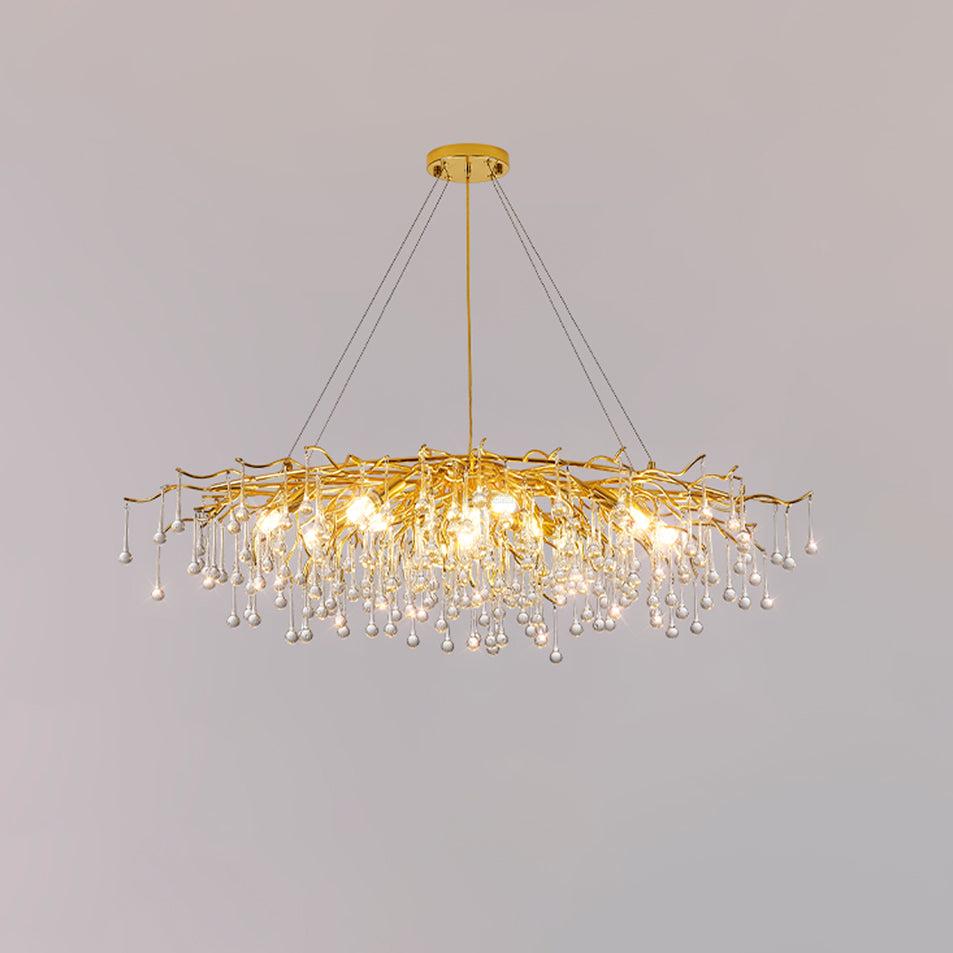 Teardrop Style Crystal Chandelier - Crystals, Gold & Clear crystal-1-Luxehomezone