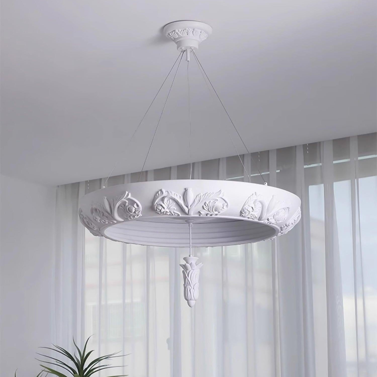 Artistic Carved Plaster Chandelier ∅ 23.6″~∅ 31.5″ - Alabaster-1-Luxehomezone