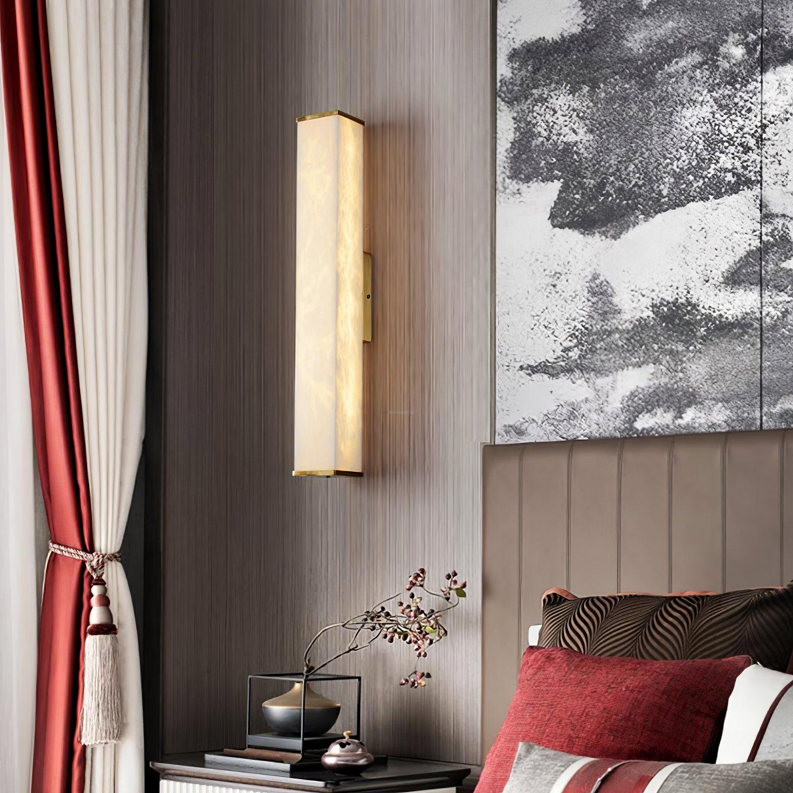 Cuboid Alabaster Wall Sconce - Alabaster, Alabaster Wall Lamp-1-Luxehomezone