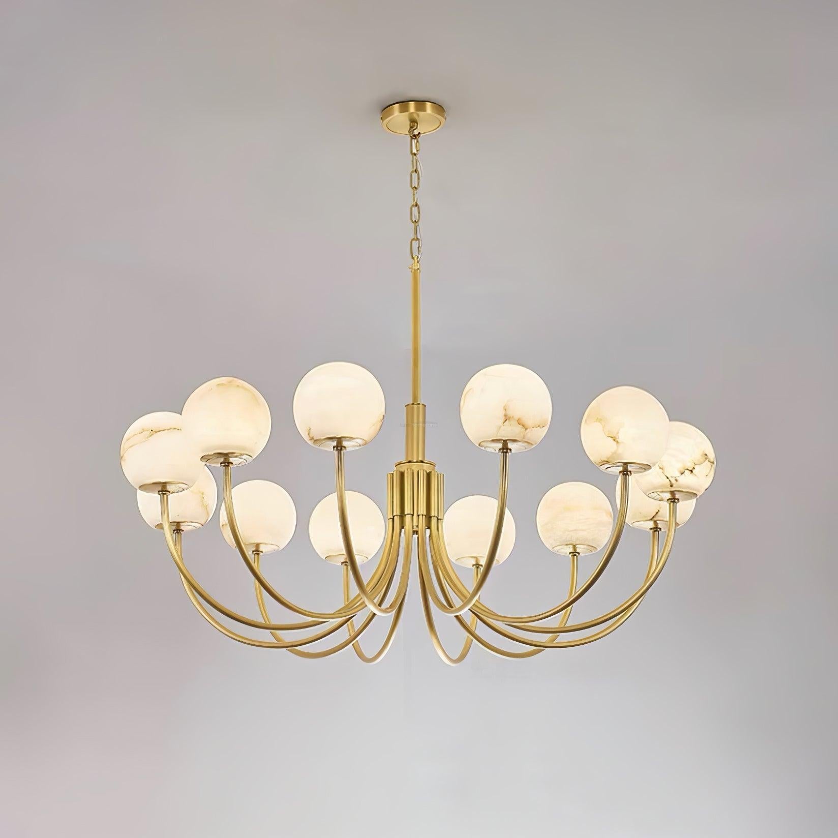 Aurelian Alabaster Globe Chandelier with 6/8/10/12 heads - Luxehomezone