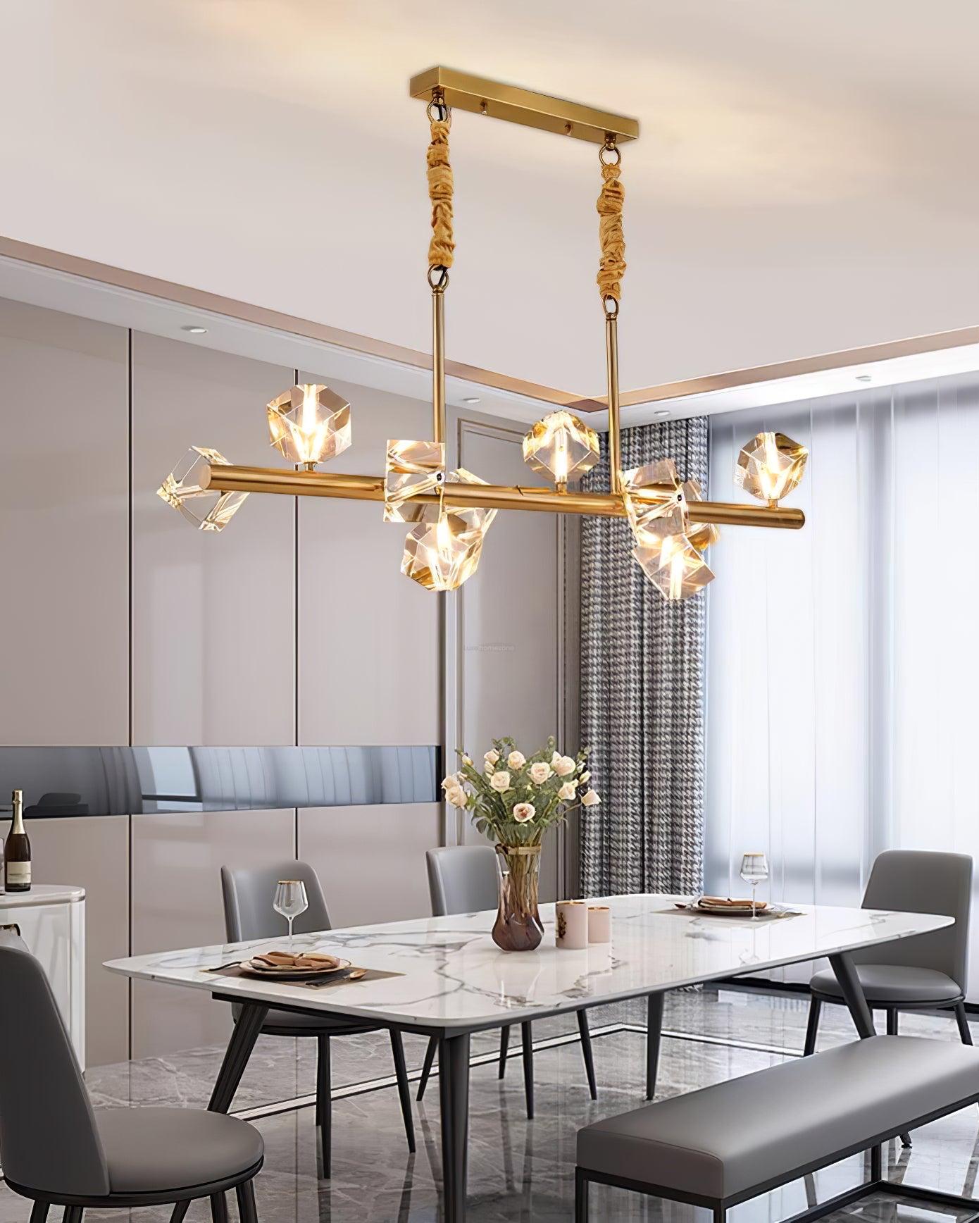 Takku Crystal Linear Chandelier - Black, Gold-1-Luxehomezone