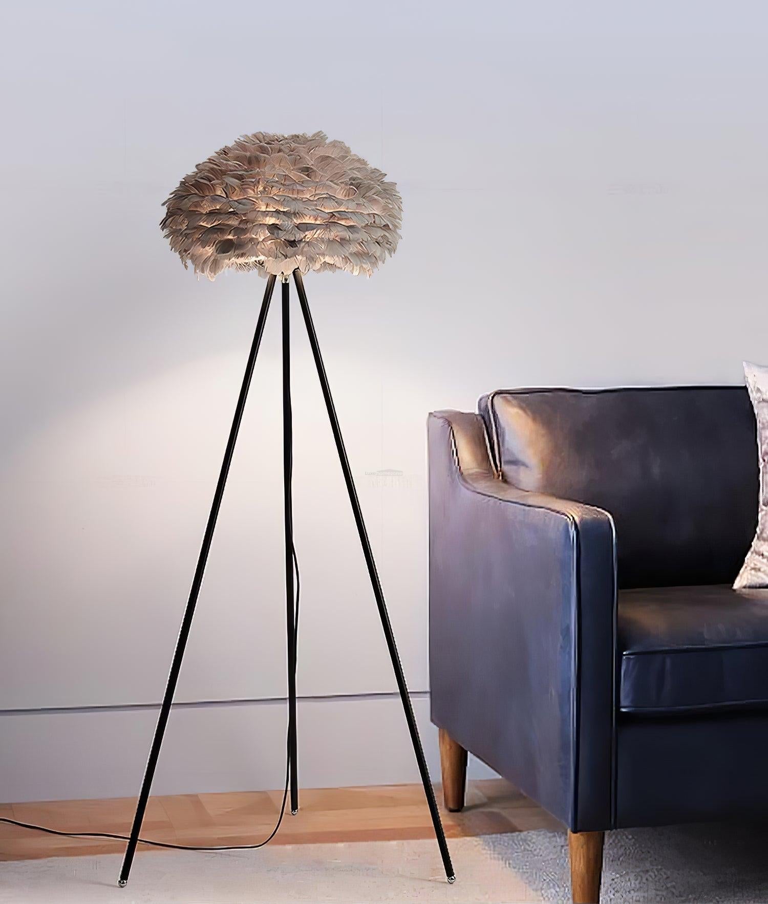 Eos Feather Floor Lamp  ∅ 19.6″ - Feather-1-Luxehomezone