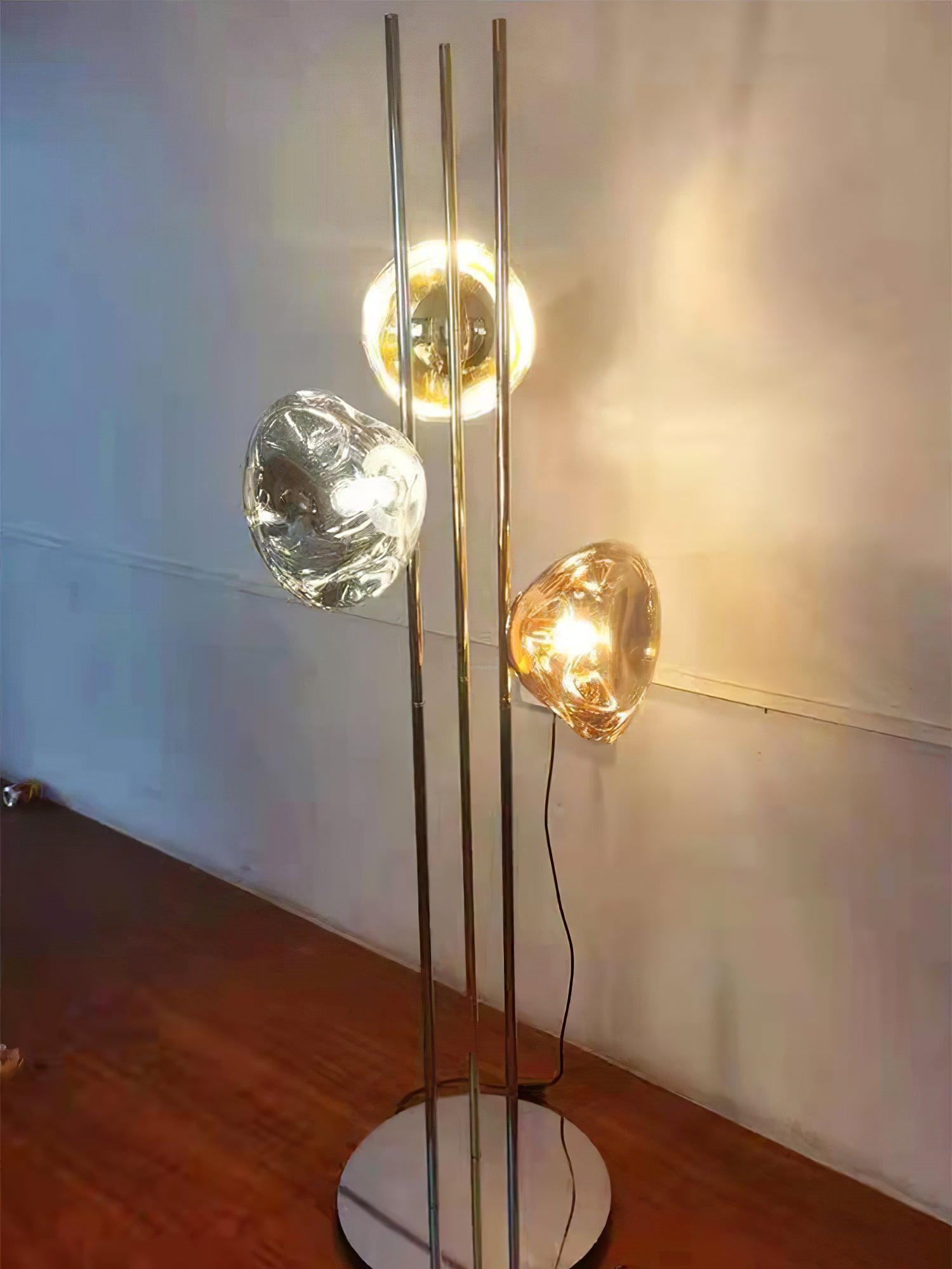 Three Light Glass Floor Lamp ∅ 13.8″ - Luxehomezone