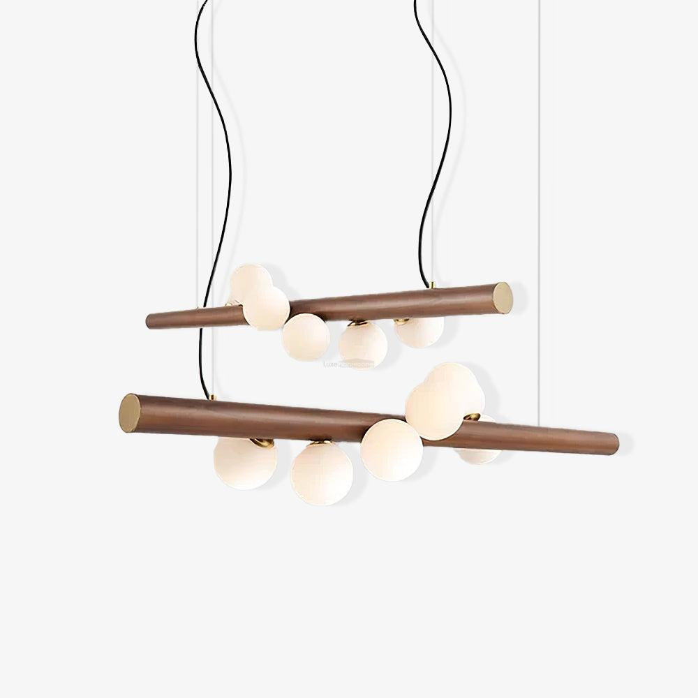 Scandinavian Wooden Pendant - Walnut & White, Wood-1-Luxehomezone