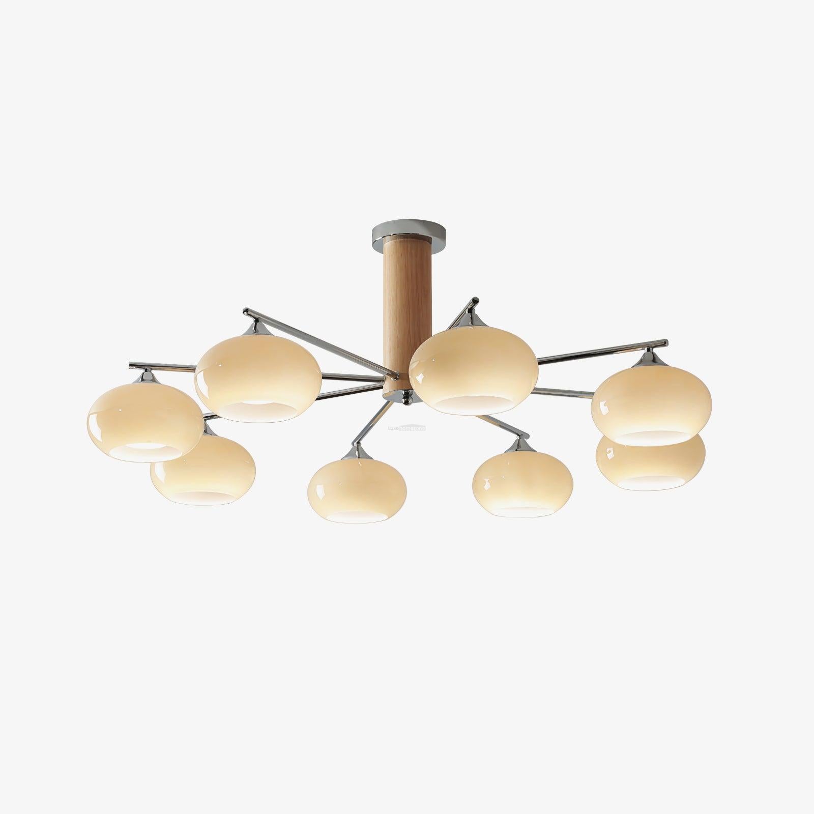 Elliptical Persimmon Chandelier with 3/6/8 heads - Glass Chandelier, Persimmon-1-Luxehomezone