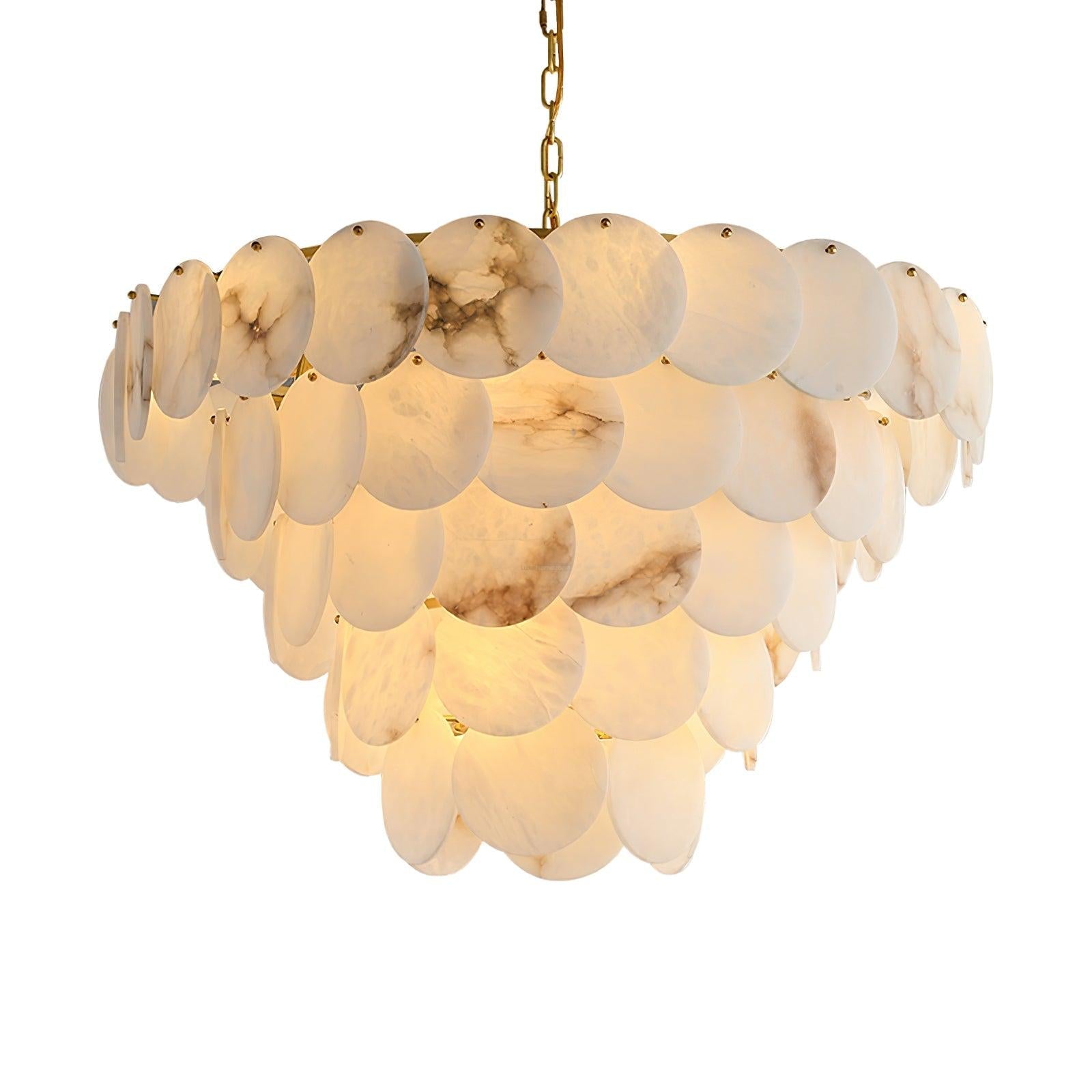 Alabaster Shell Brass Chandelier with 2/3/4/5/6 layer - Alabaster, Alabaster Chandelier-1-Luxehomezone