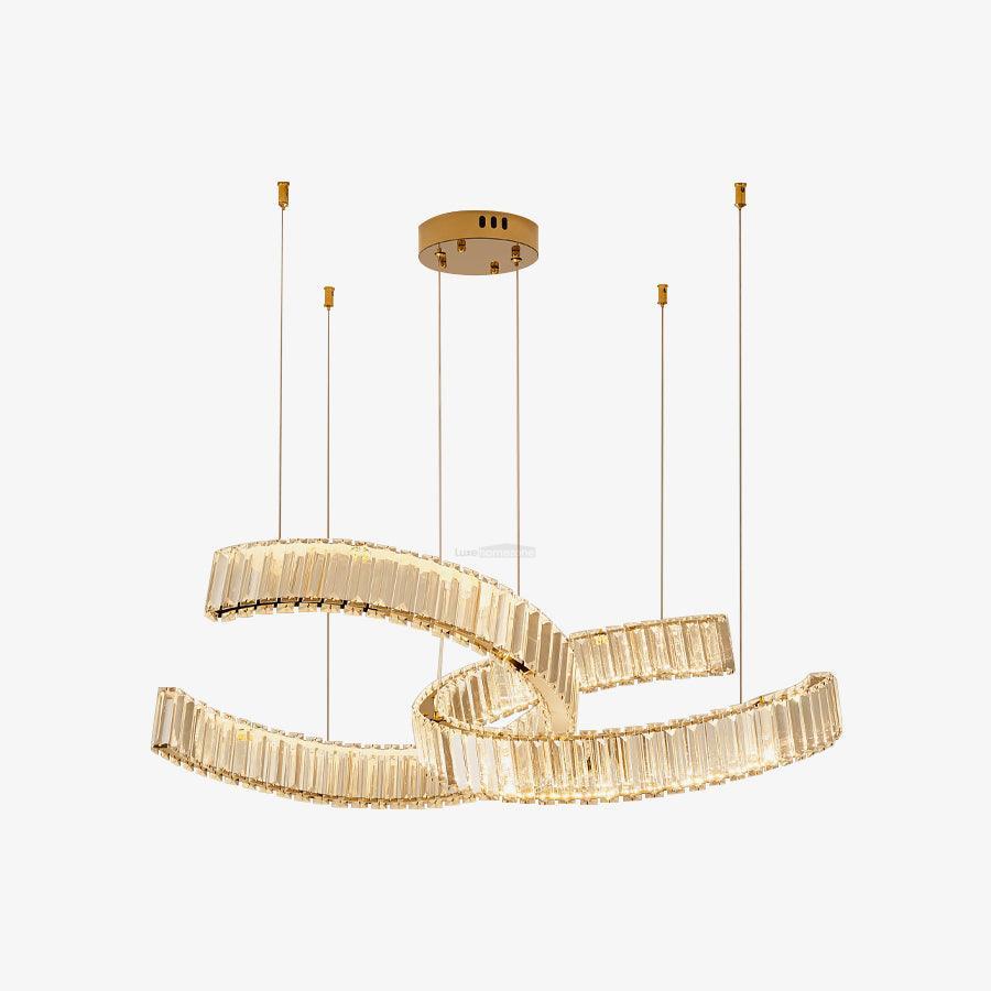 Vortex Double Circular Chandelier - Crystals, Straps-1-Luxehomezone