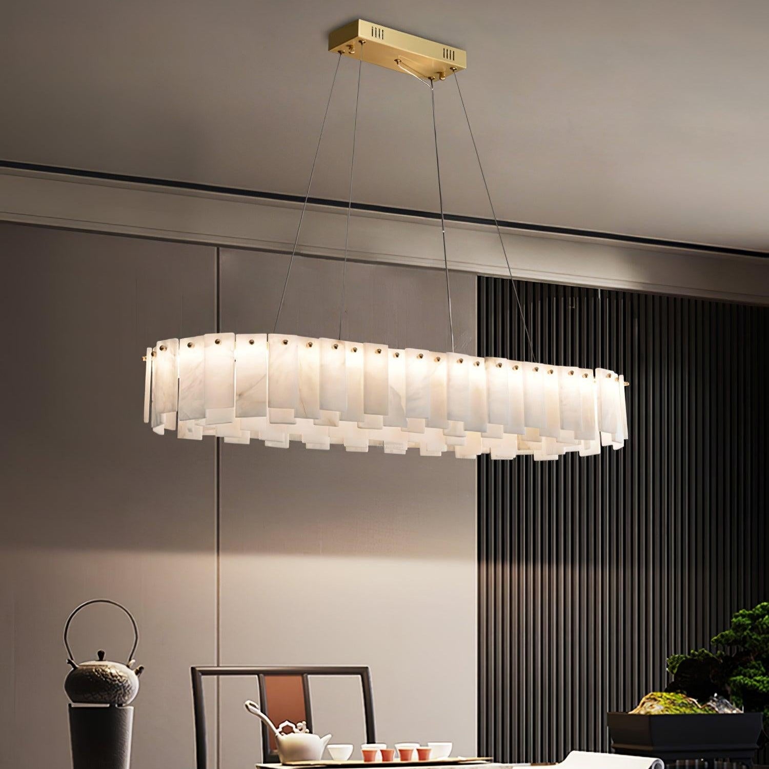 Celestial Alabaster Round/Square Chandelier - Alabaster, Alabaster Chandelier-1-Luxehomezone