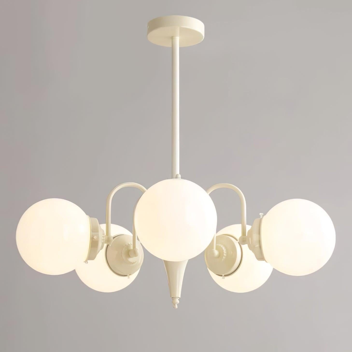Cream Glass Ball Chandelier ∅ 19.7″ - Bend-1-Luxehomezone