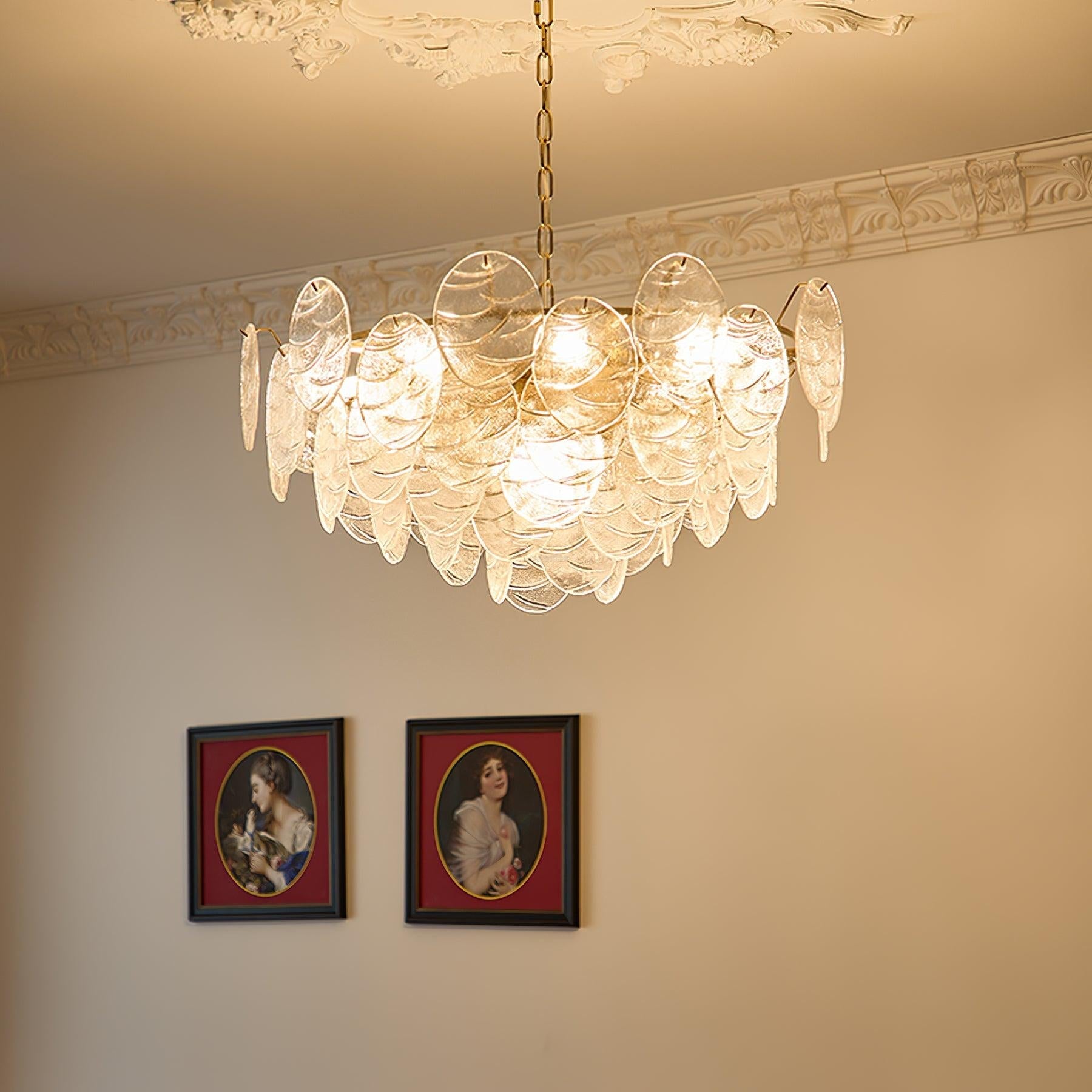 Victorian Disc Round Chandelier - Gold & Clear-1-Luxehomezone