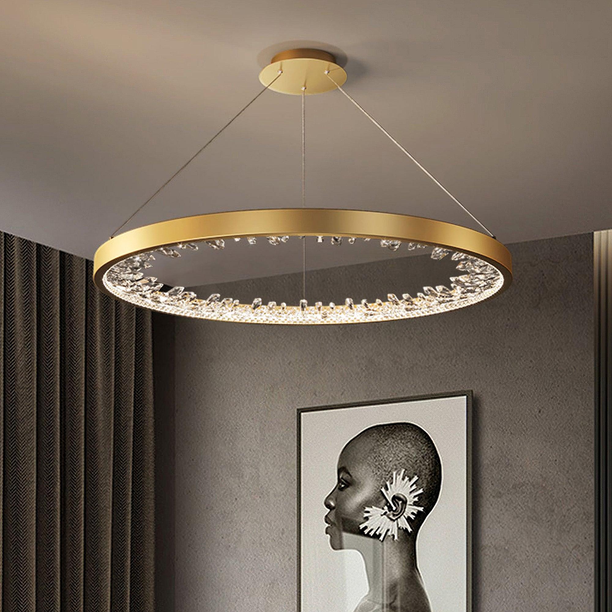 Luxury Circle Crystal Chandelier ∅ 15.7″ - Crystals-1-Luxehomezone