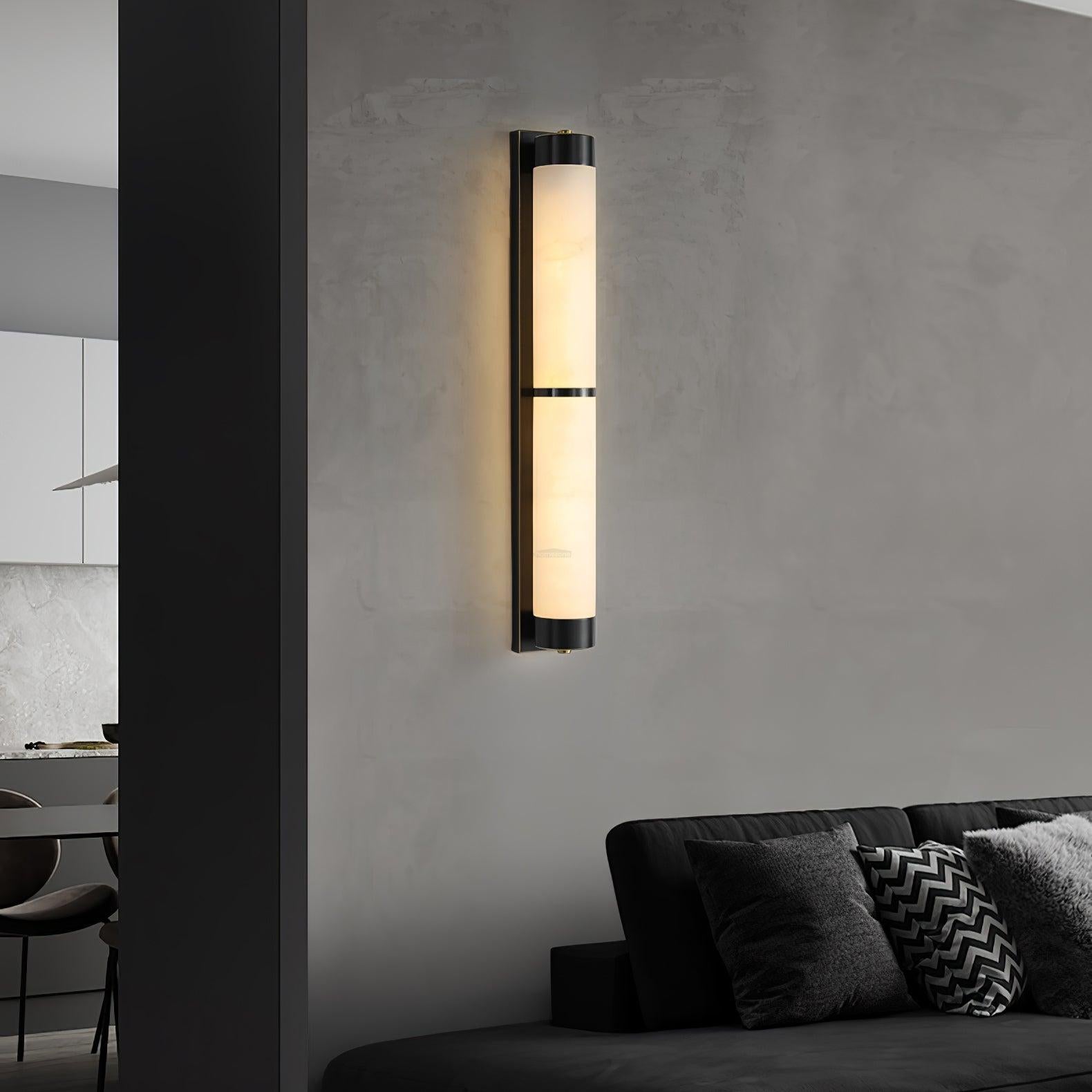Cylindra Alabaster Brass Wall Sconce - Alabaster, Alabaster Wall Lamp-1-Luxehomezone