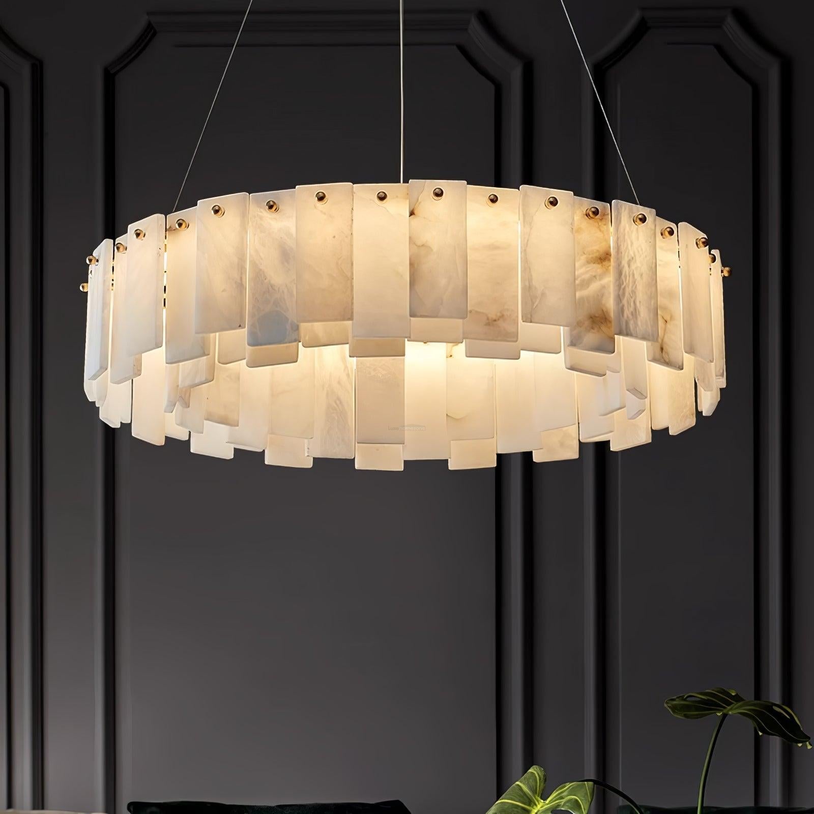 Celestial Alabaster Round/Square Chandelier - Alabaster, Alabaster Chandelier-1-Luxehomezone