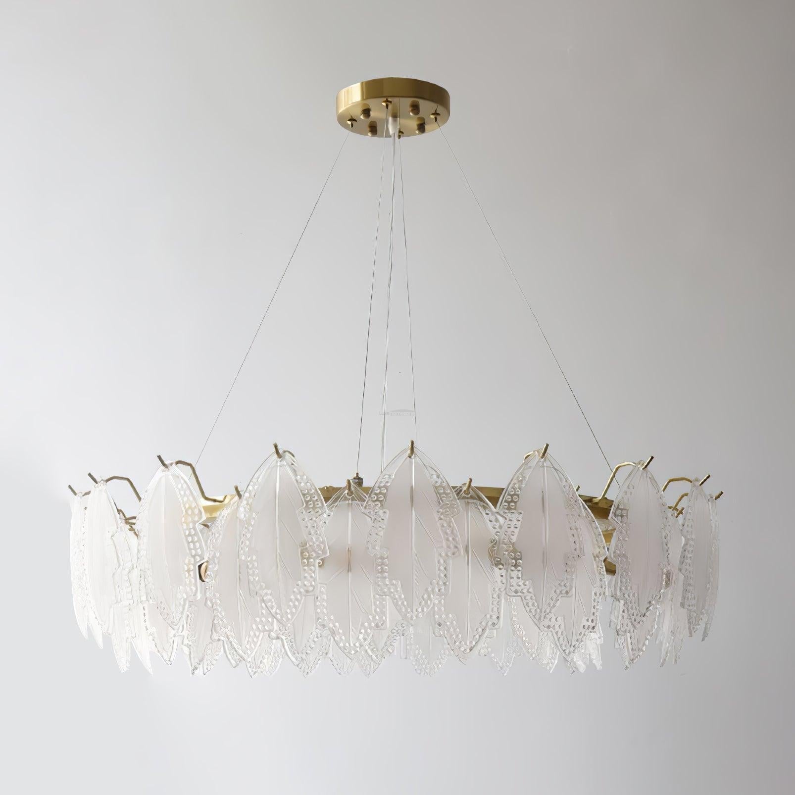 Maple Leaf Type Glass Chandelier - Cylinder-1-Luxehomezone