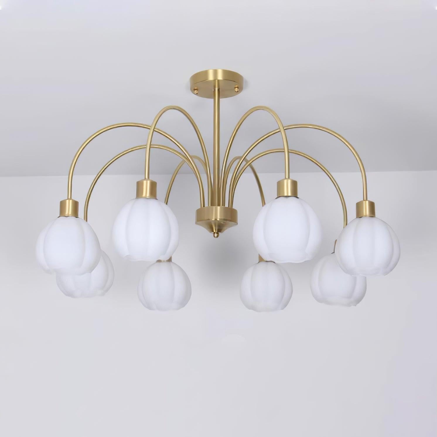 Golden Pumpkin Glass Chandelier with 3/5/6/8 heads - Bend-1-Luxehomezone