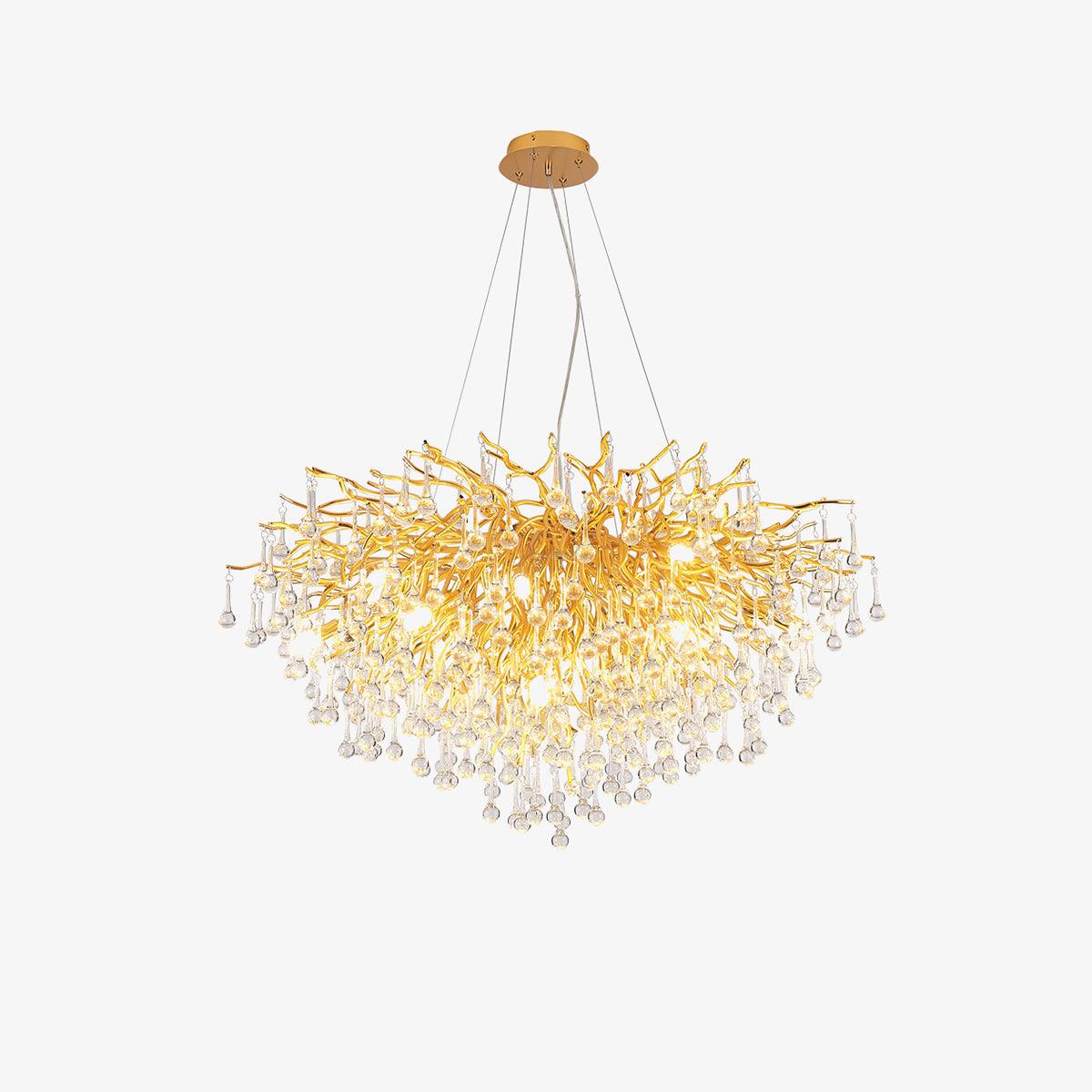 Teardrop Style Crystal Chandelier - Crystals, Gold & Clear crystal-1-Luxehomezone