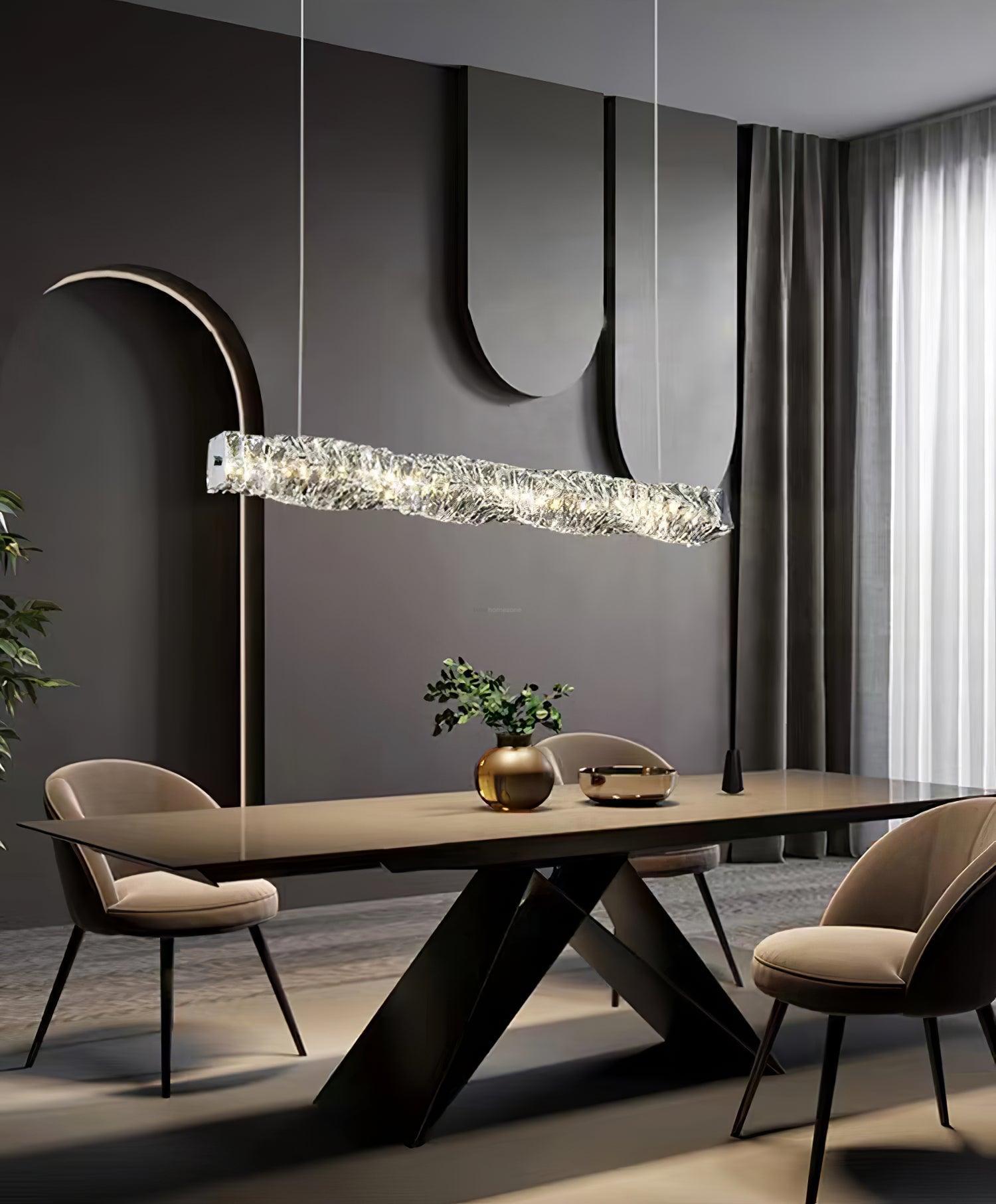 Long Crystal  Linear Pendant Light - Bar-1-Luxehomezone