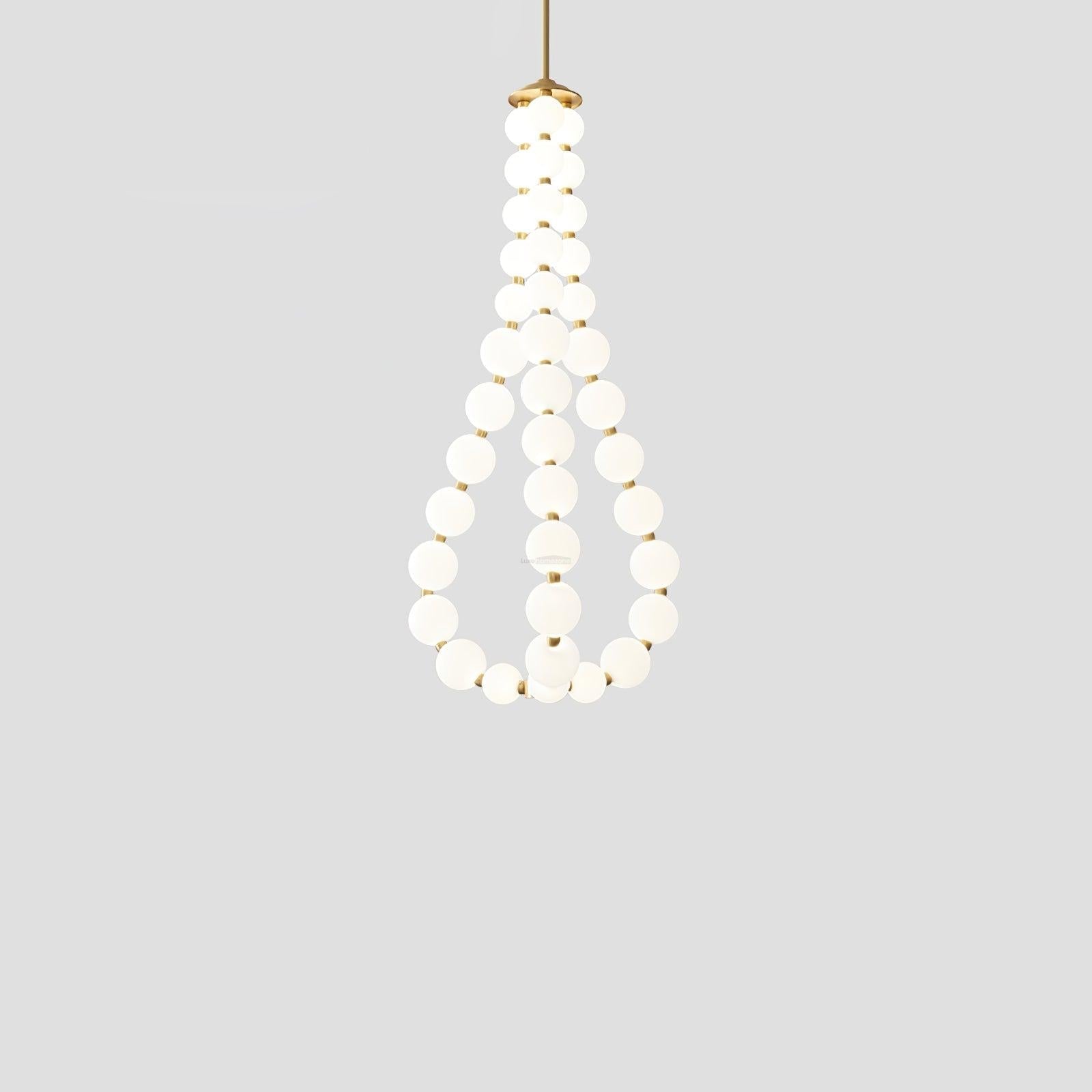 Acrylic Pearl Necklace Style Chandelier - Brass & White, Cluster-1-Luxehomezone