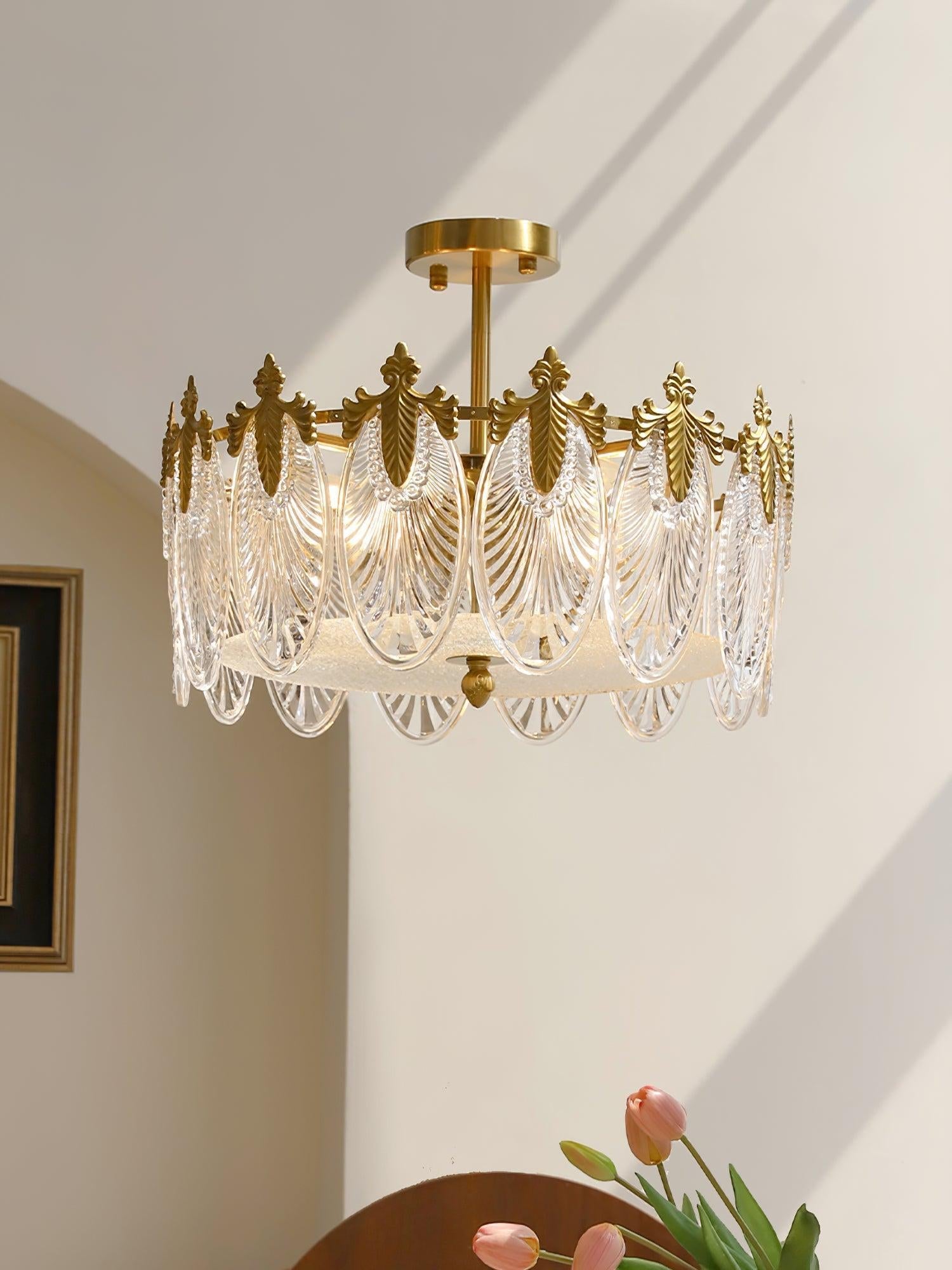 Decorative Pattern Glass Round Chandelier with 5/6/8 heads - Cylinder-1-Luxehomezone