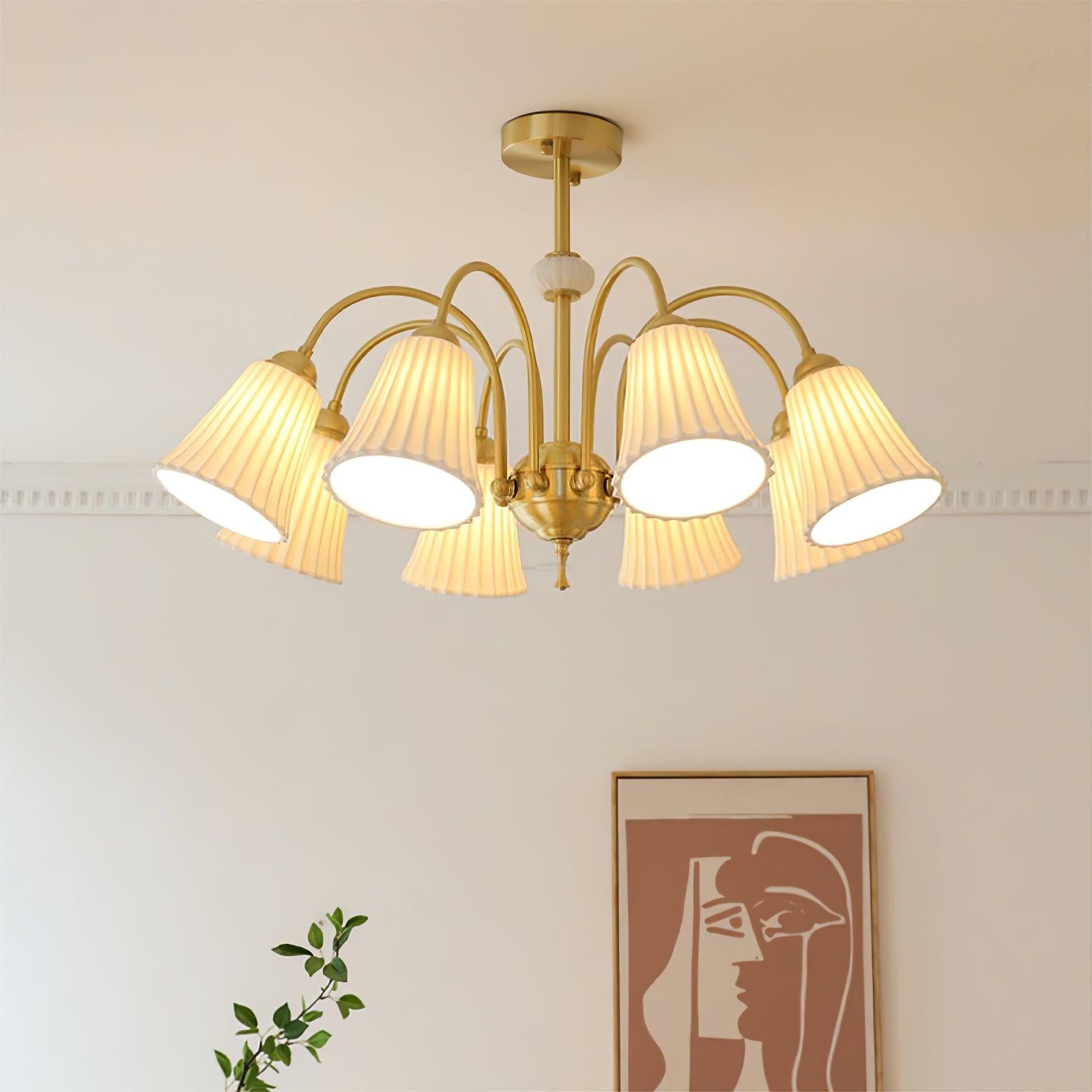 Medieval Ceramic Trumpet Chandelier with 3/5/8 lamps - Flower Ceramic-1-Luxehomezone