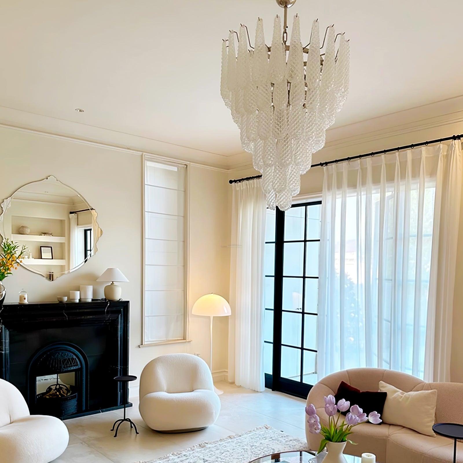 Grid Glass Style Waterfall Chandelier - Cylinder-1-Luxehomezone