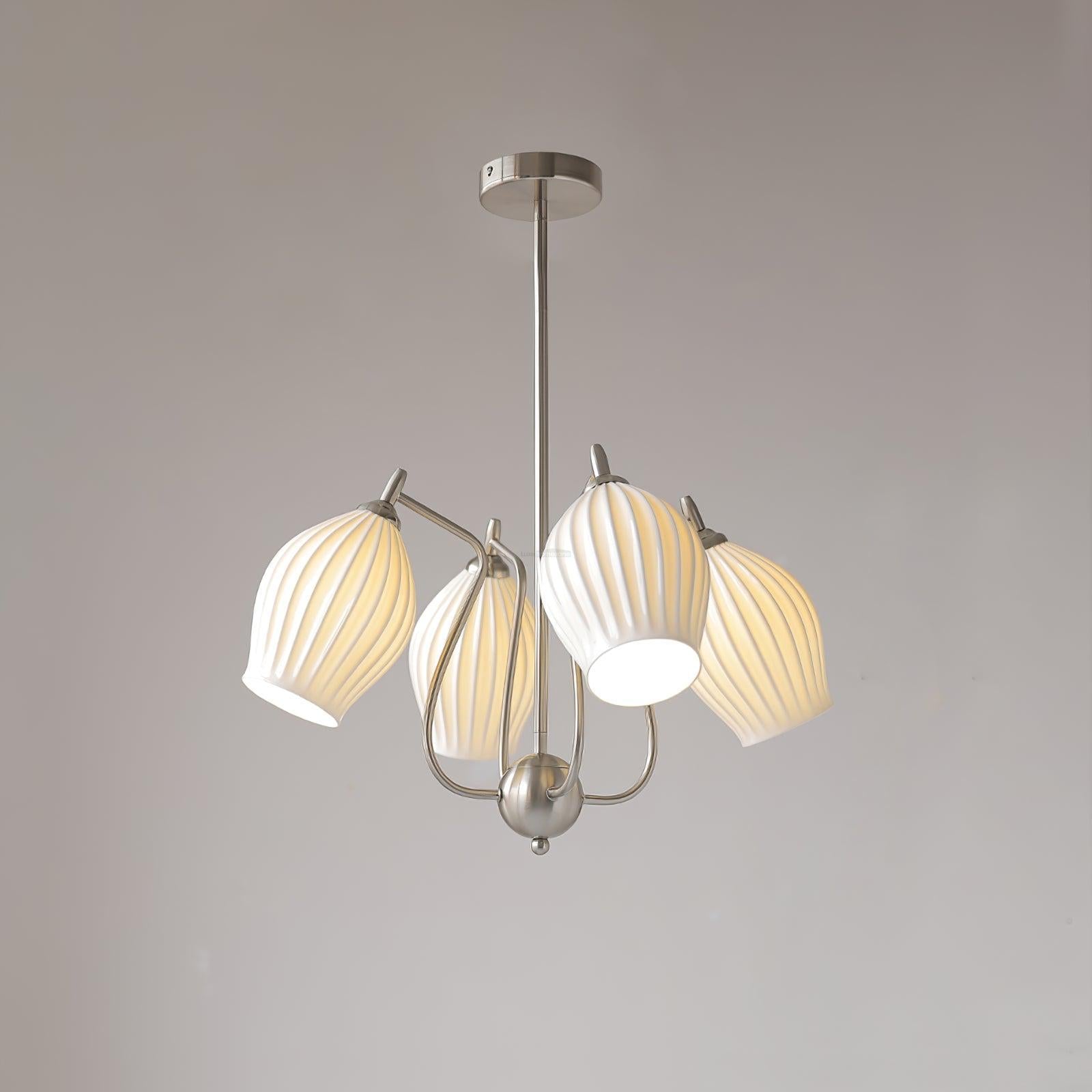 Ceramic Ribbed Chandelier with 4/6/8 heads - Flower Ceramic-1-Luxehomezone