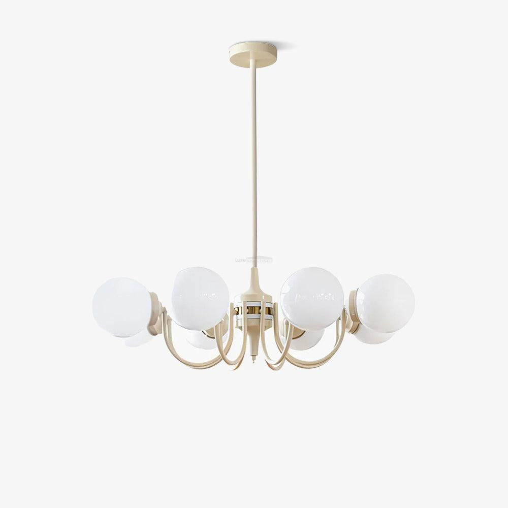 Cream Glass Ball Chandelier ∅ 19.7″ - Bend-1-Luxehomezone