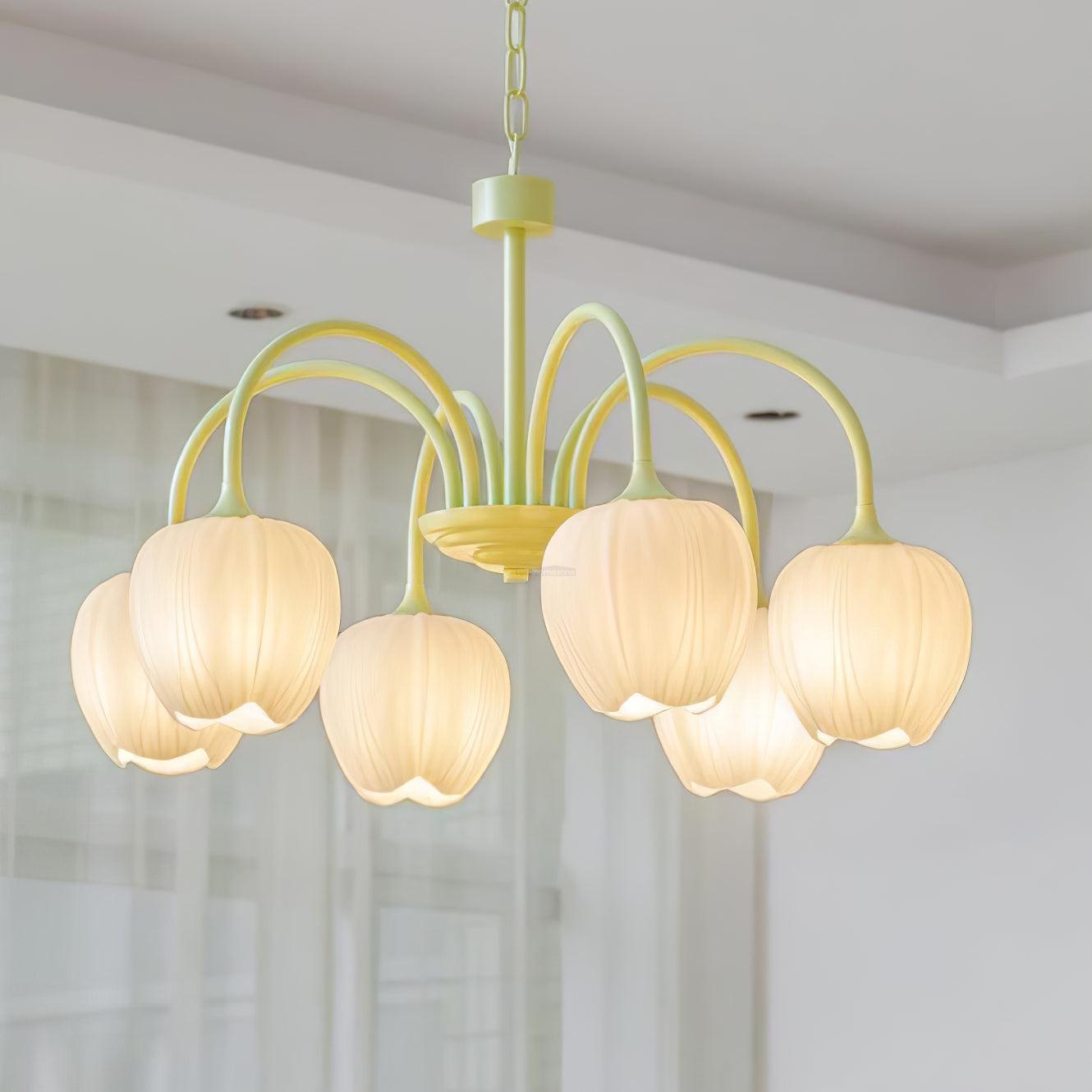 Tulip Matcha Chandelier with 5/6/8 heads - Luxehomezone
