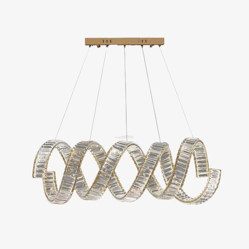 Curved LED Chandelier 39'' 47'' 59'' - Crystals, Straps-1-Luxehomezone
