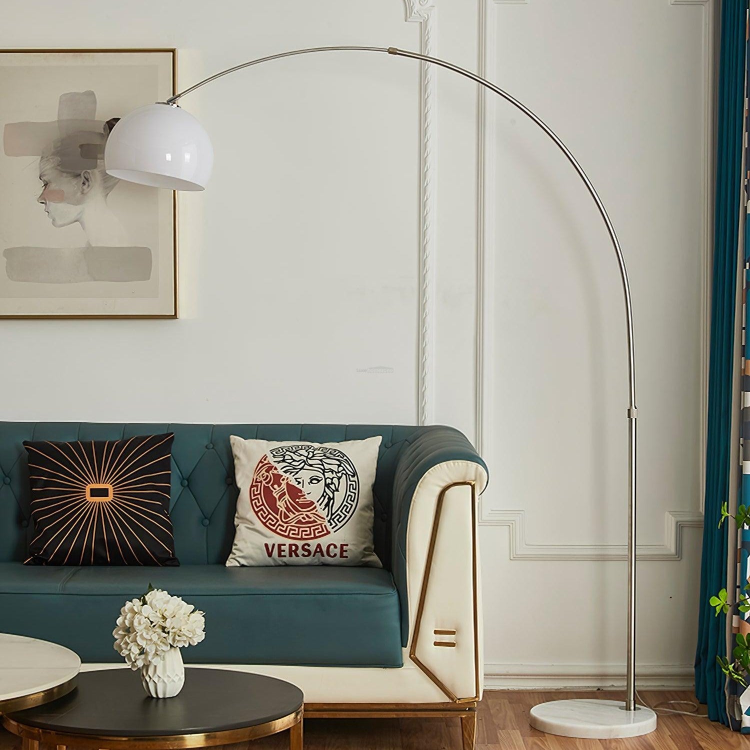 Sneedville Arched Floor Lamp W 59″ - Alabaster-1-Luxehomezone