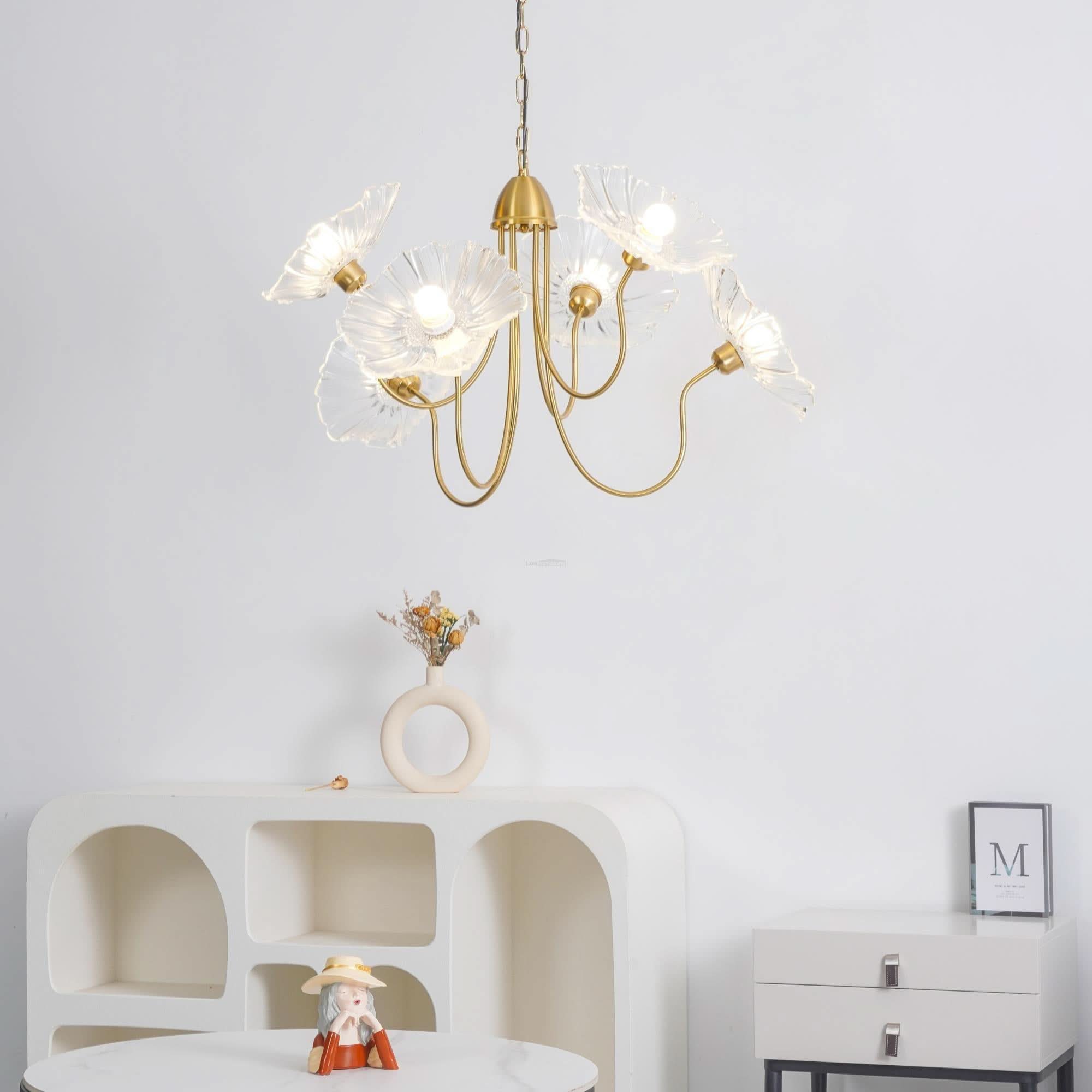Lotus Leaf Glass Chandelier ∅ 35.4″ - Luxehomezone