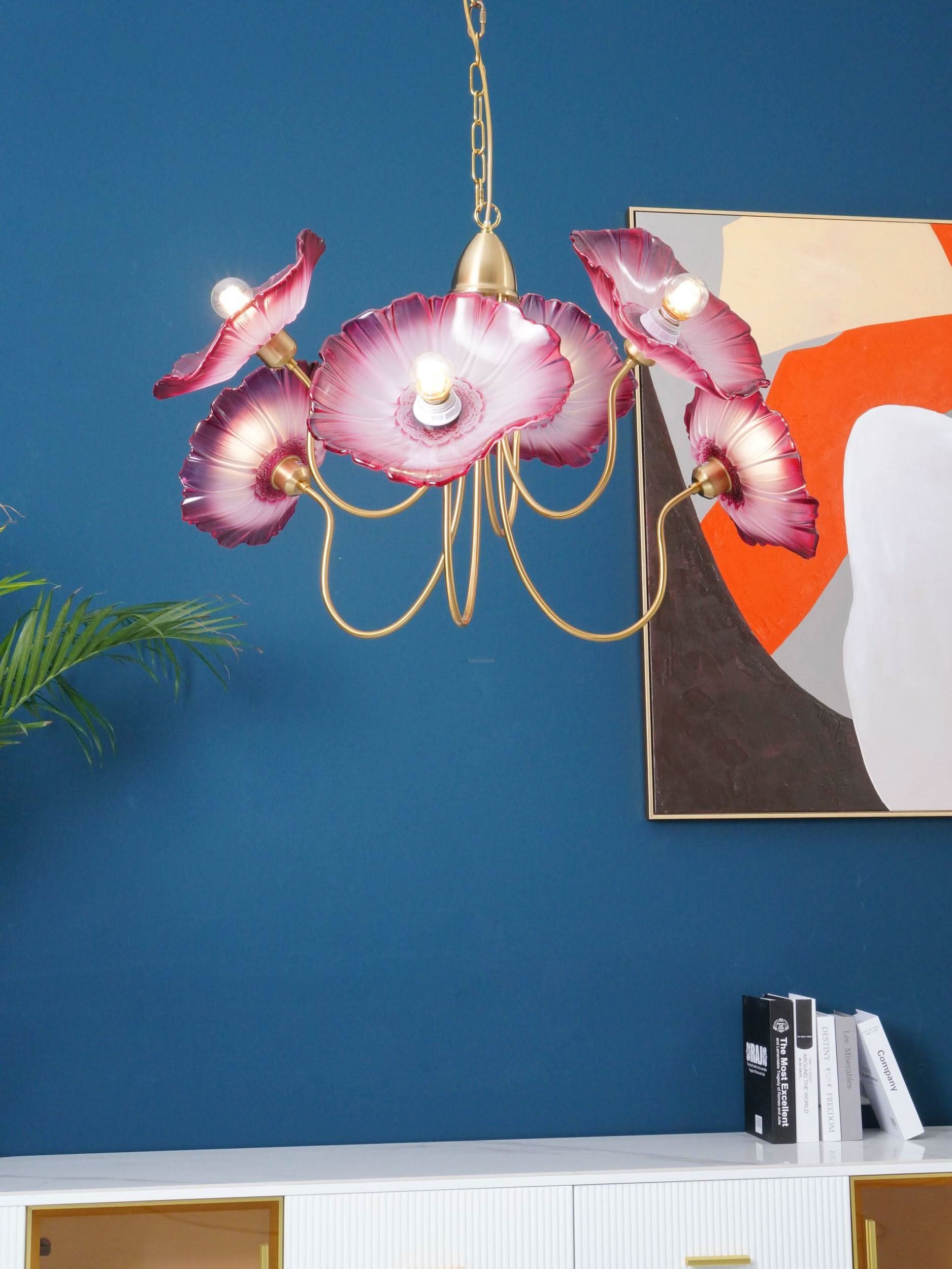 Lotus Leaf Glass Chandelier ∅ 35.4″ - Luxehomezone