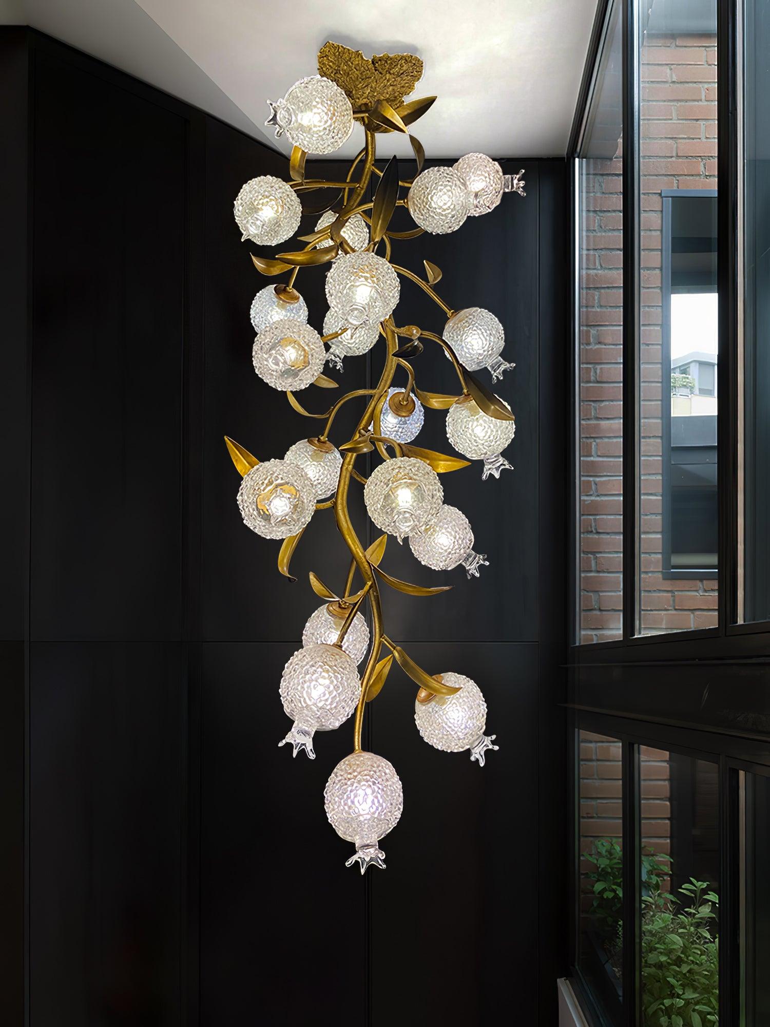 Pomegranate Brass Chandelier ∅ 19.7″ - Helia, Semi Flush Mounts-1-Luxehomezone