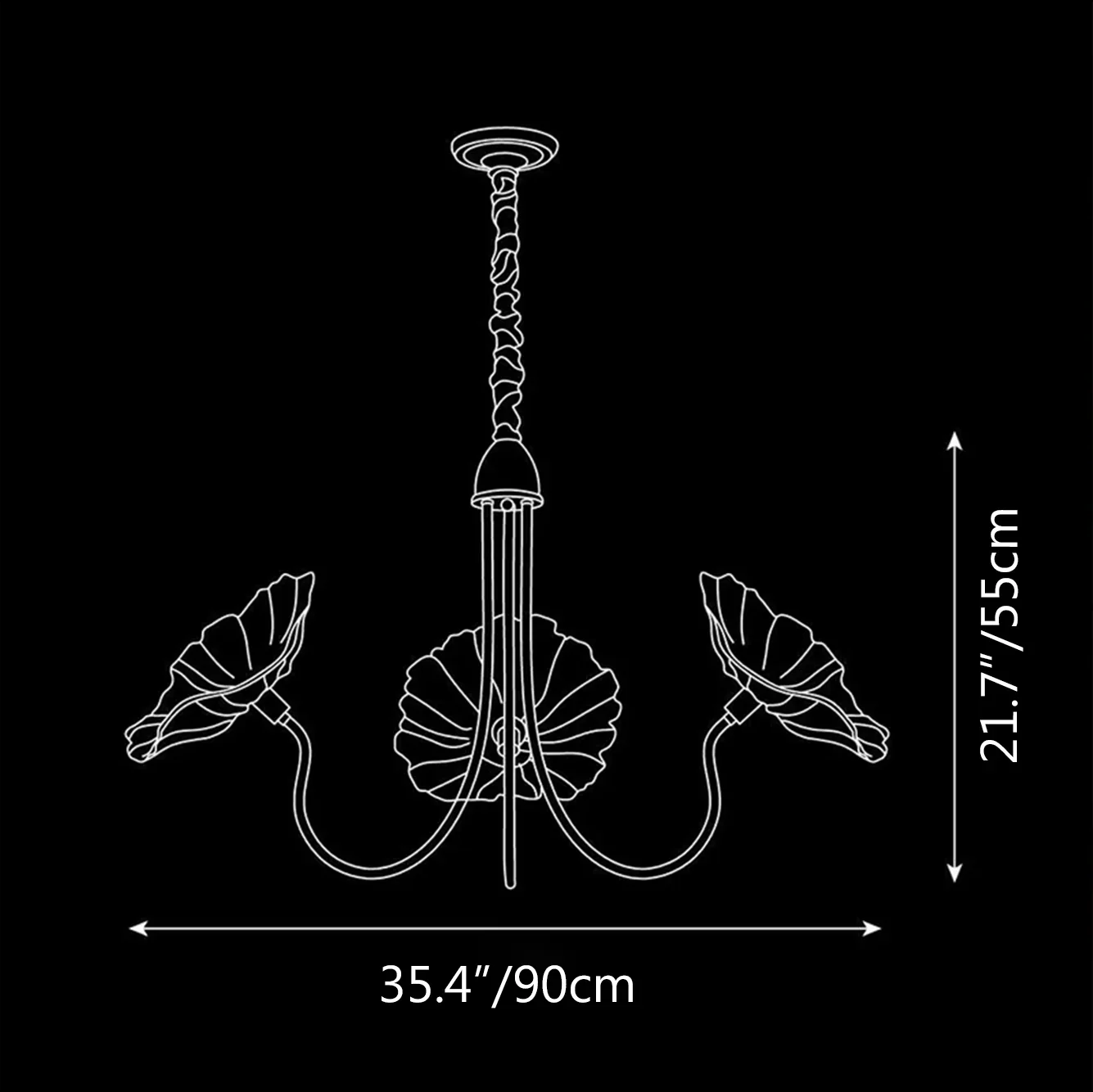Lotus Leaf Glass Chandelier ∅ 35.4″