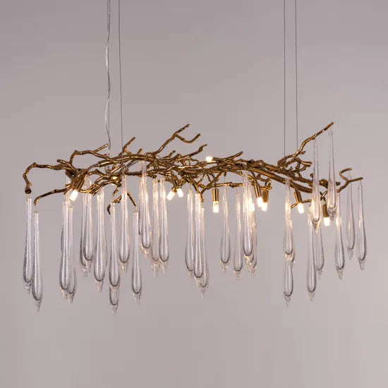 Brass & Glass Teardrop 9-Light Chandelier