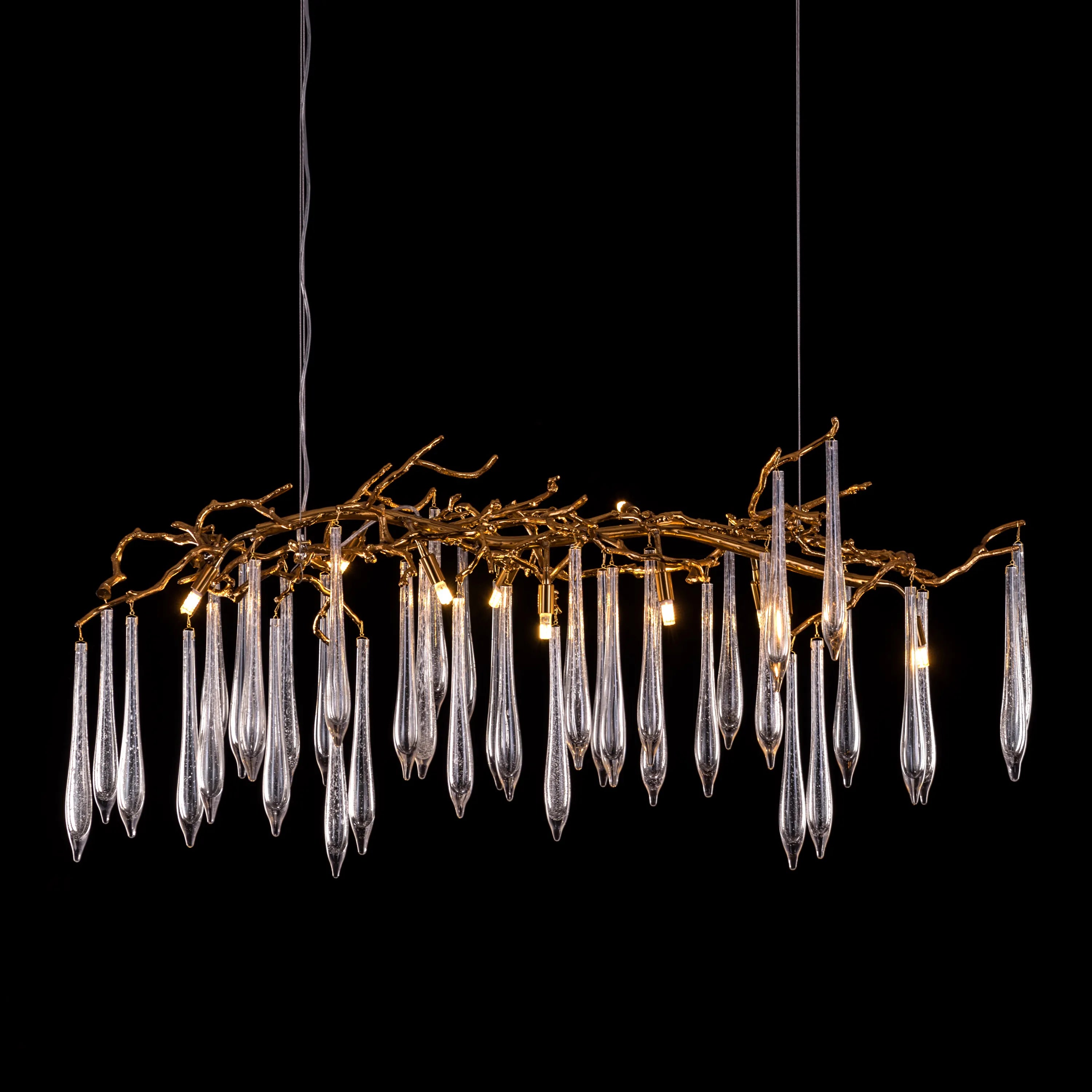 Brass & Glass Teardrop 9-Light Chandelier