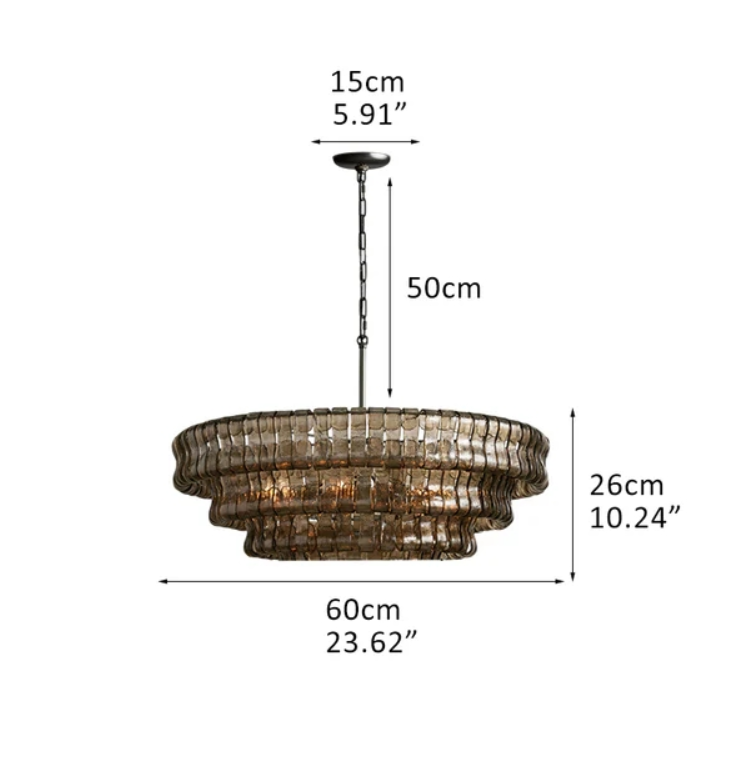 Art Ghiaccio Glass Round Chandelier 24" 36" 48" 60"
