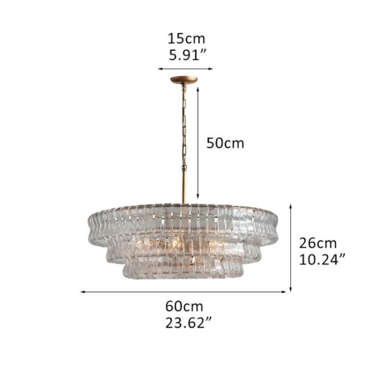 Art Ghiaccio Glass Round Chandelier 24" 36" 48" 60"