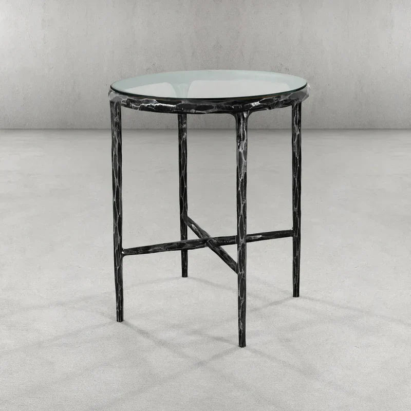 Thaddeus Glass Round Side Table 3 Leg 24"D