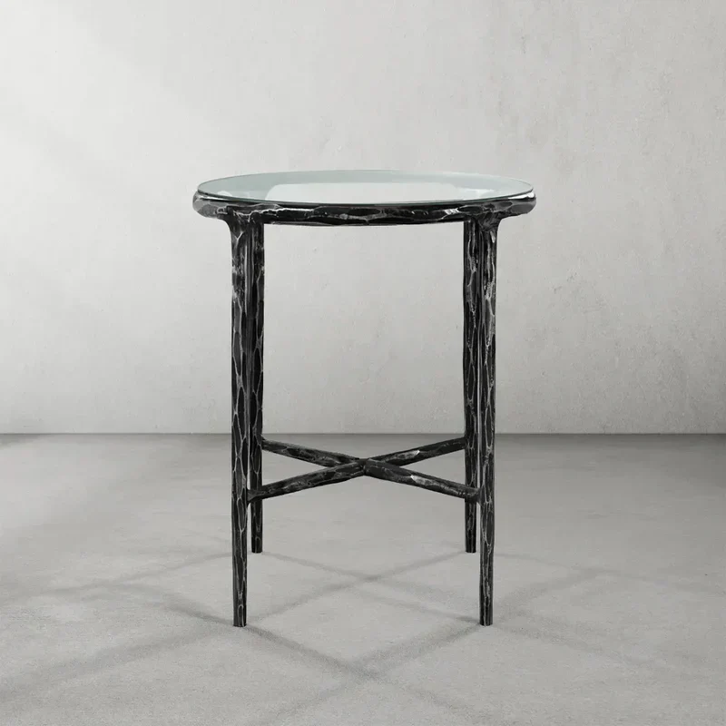Thaddeus Glass Round Side Table 3 Leg 24"D