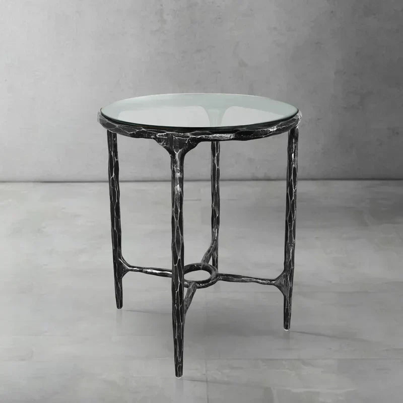 Thaddeus Glass Round Side Table 3 Leg 24"D