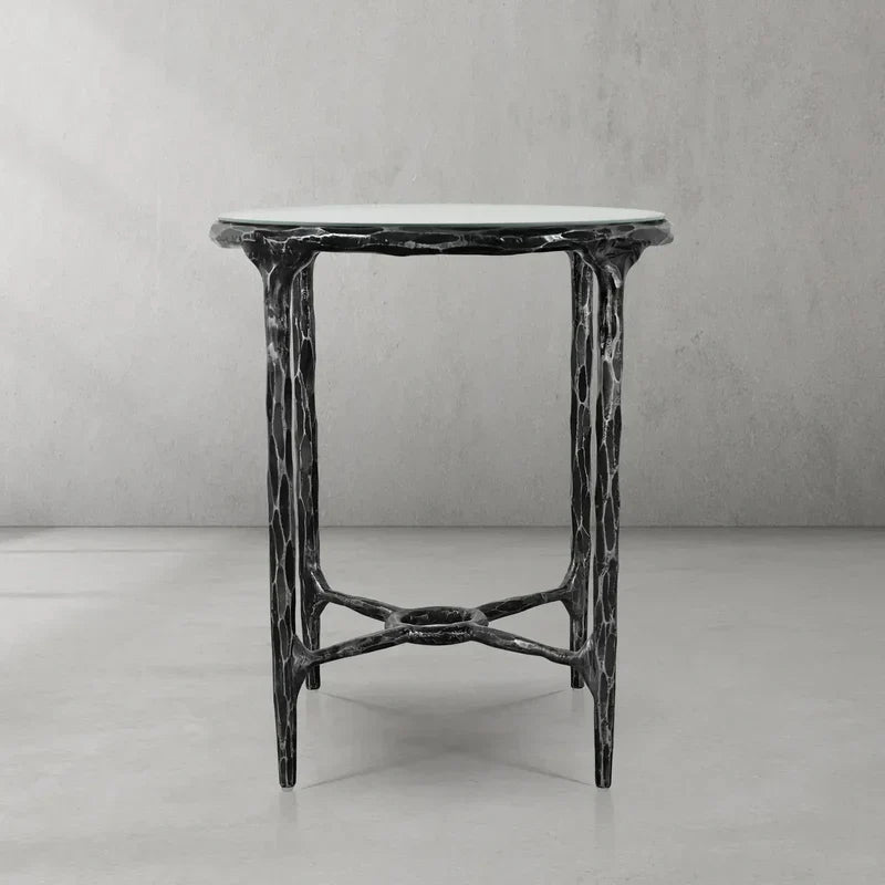 Thaddeus Glass Round Side Table 3 Leg 24"D