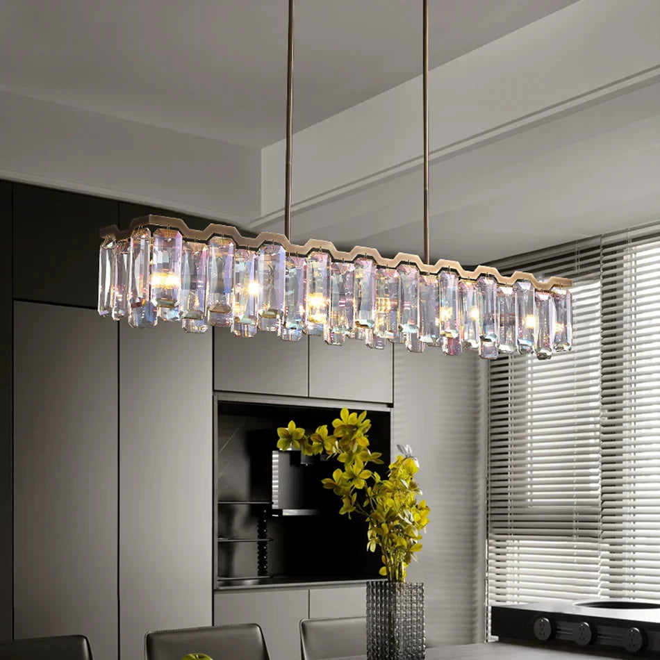 Colorful Crystal Accent Linear Chandelier