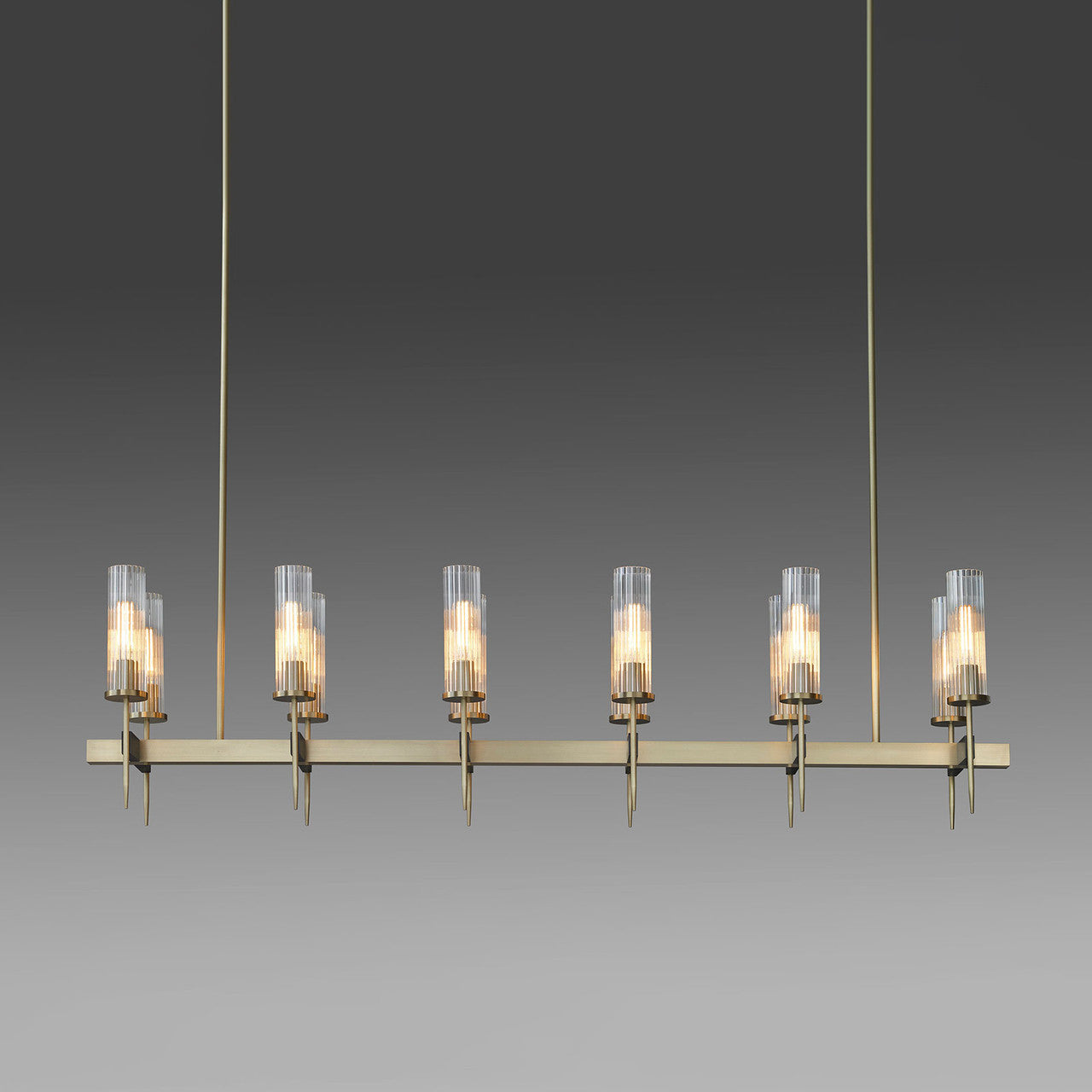 Aicken Glass Linear Chandelier 10 Lights