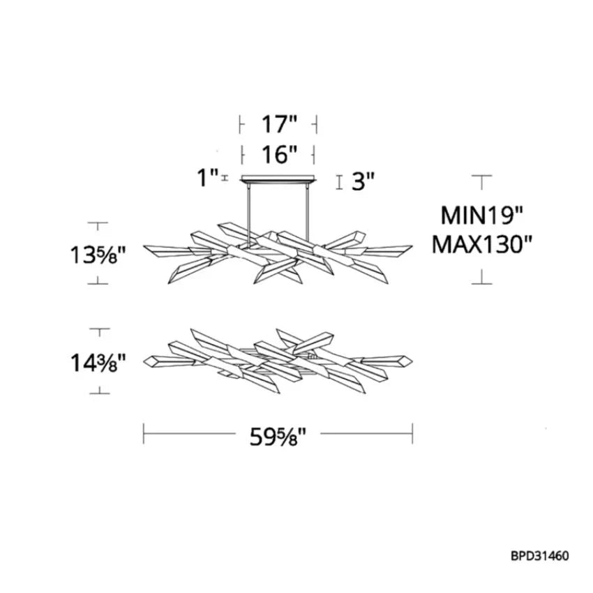 Elyria Rectangular Chandelier 60"