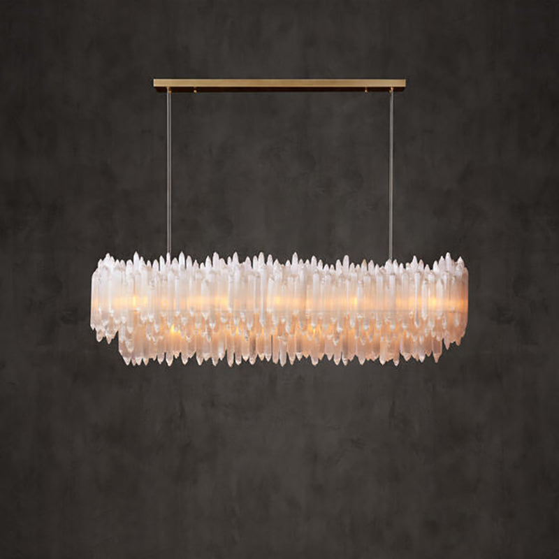 Art Selenite Layer Rectangular Chandelier - Chandelier, Living Room, Selenite Series- Chandelier1-Luxehomezone
